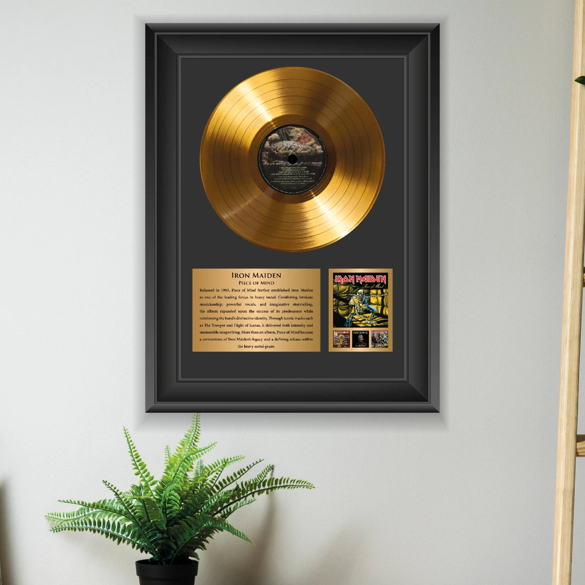 Iron Maiden Piece of Mind Gold Record Framed Wall Art Memorabilia