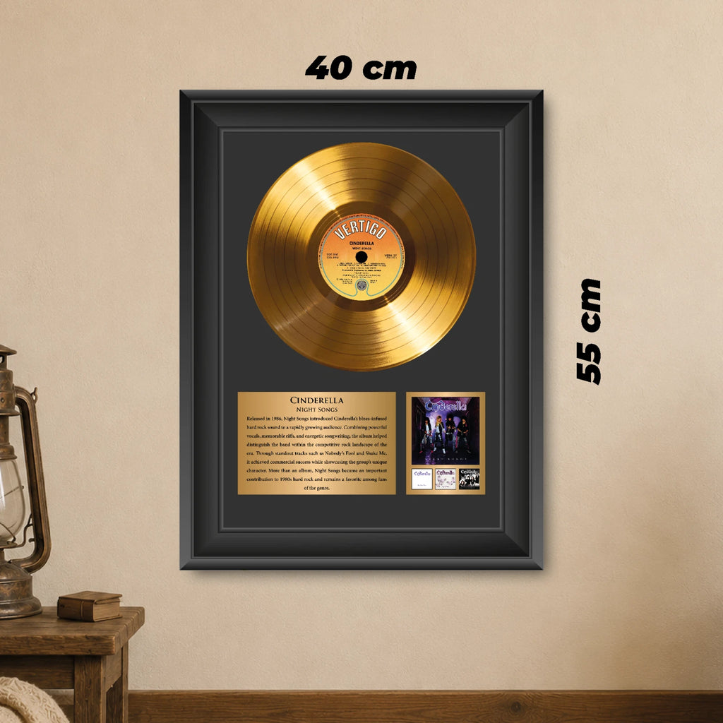 Cinderella Night Songs Gold Record Framed Wall Art Rock Memorabilia