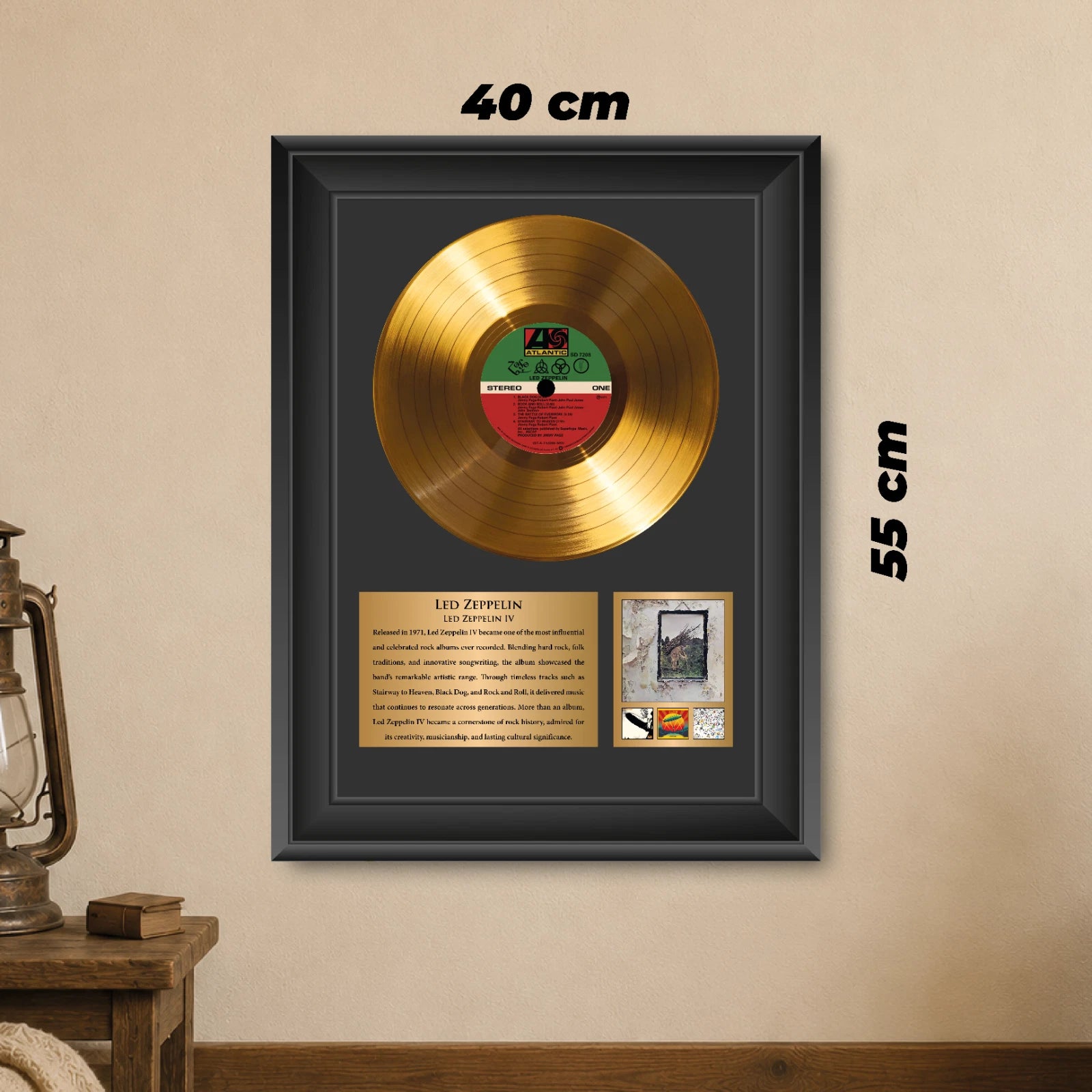 Led Zeppelin IV Gold Record Framed Wall Art Classic Rock Memorabilia