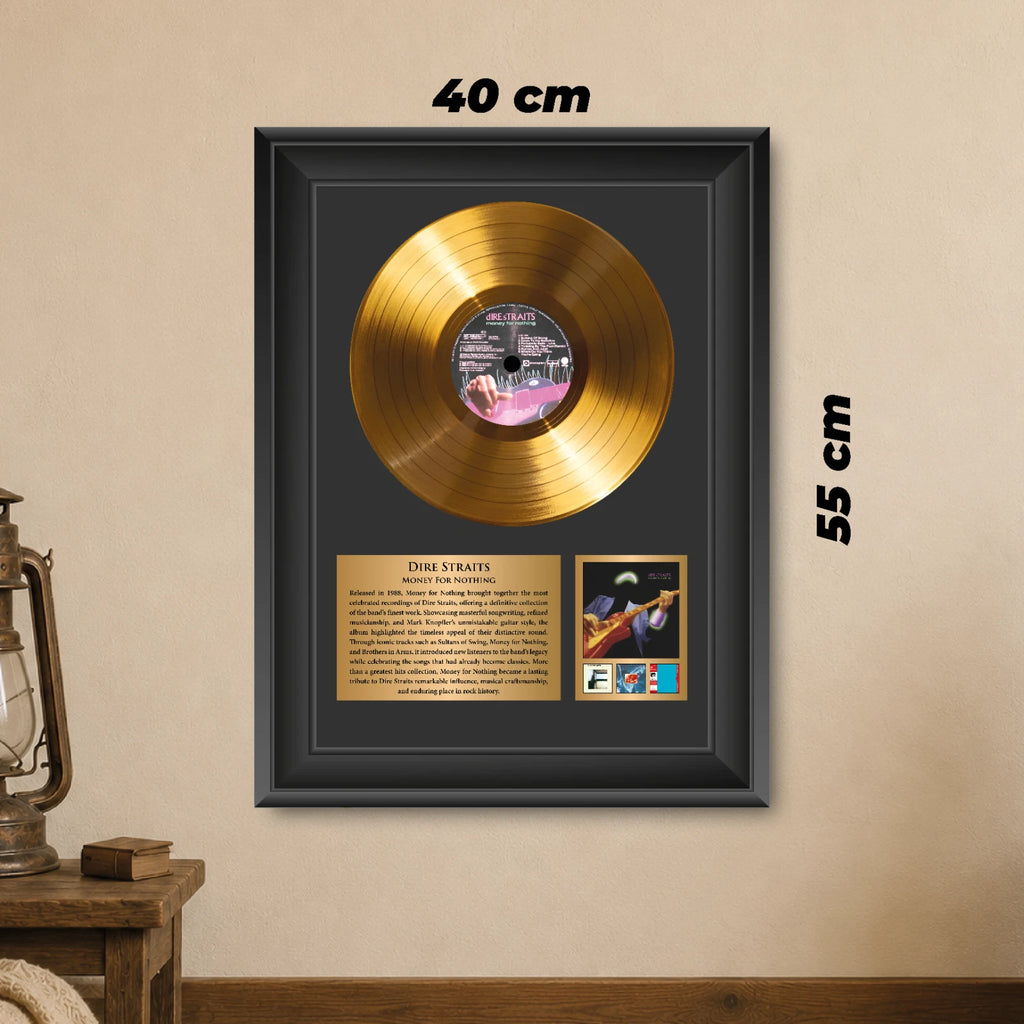 Dire Straits Money for Nothing Gold Record Framed Wall Art Decor