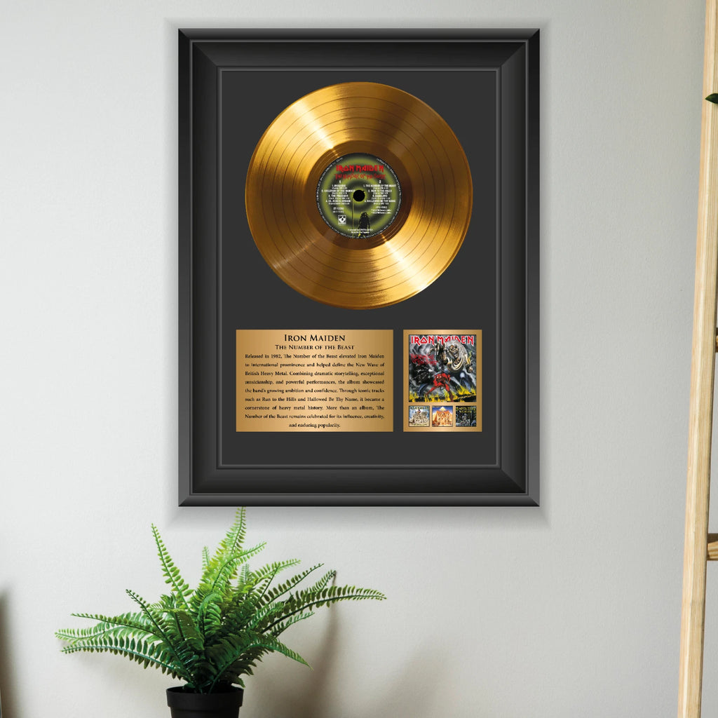 Iron Maiden The Number of the Beast Gold Record Framed Wall Art
