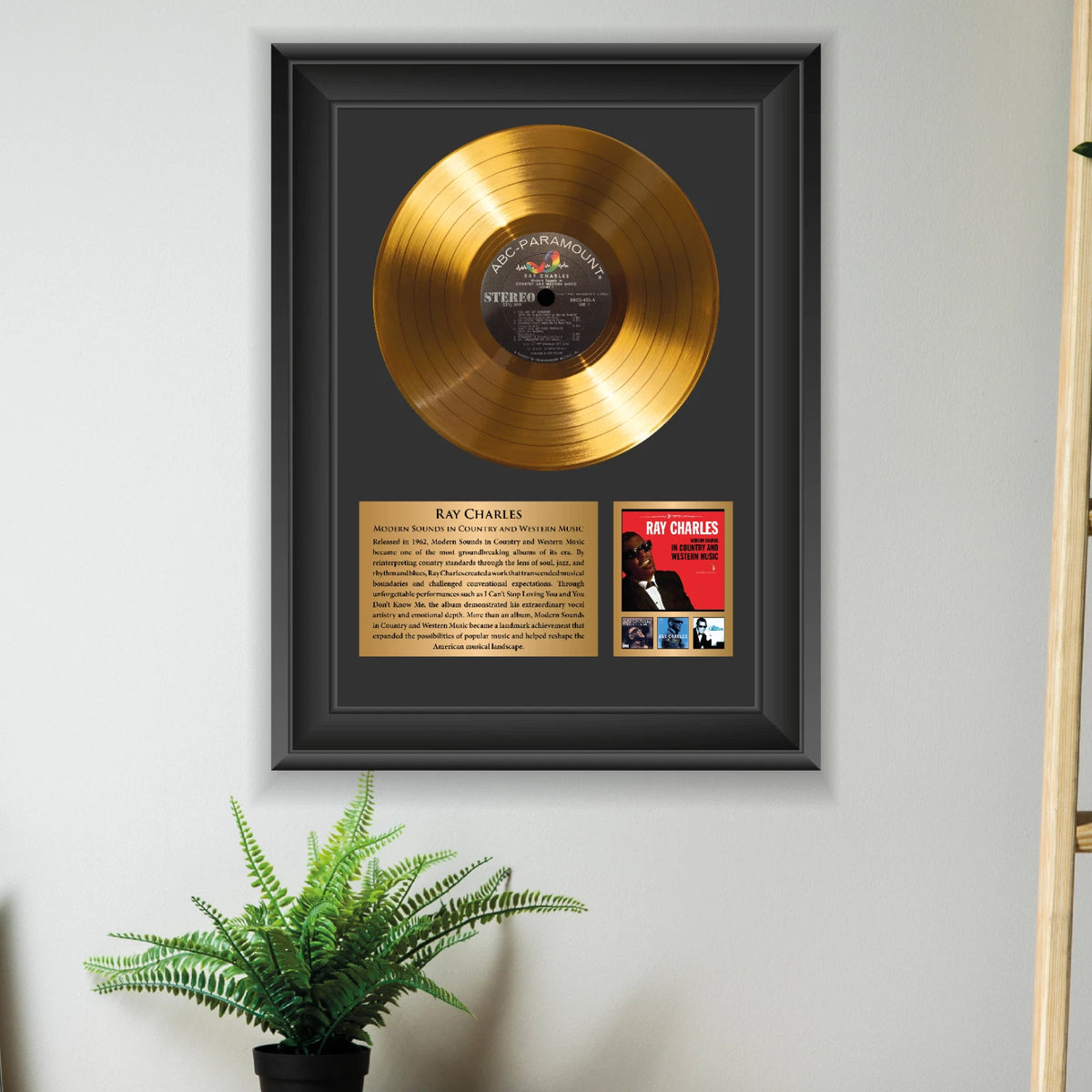 Ray Charles Modern Sounds Gold Record Framed Wall Art Memorabilia