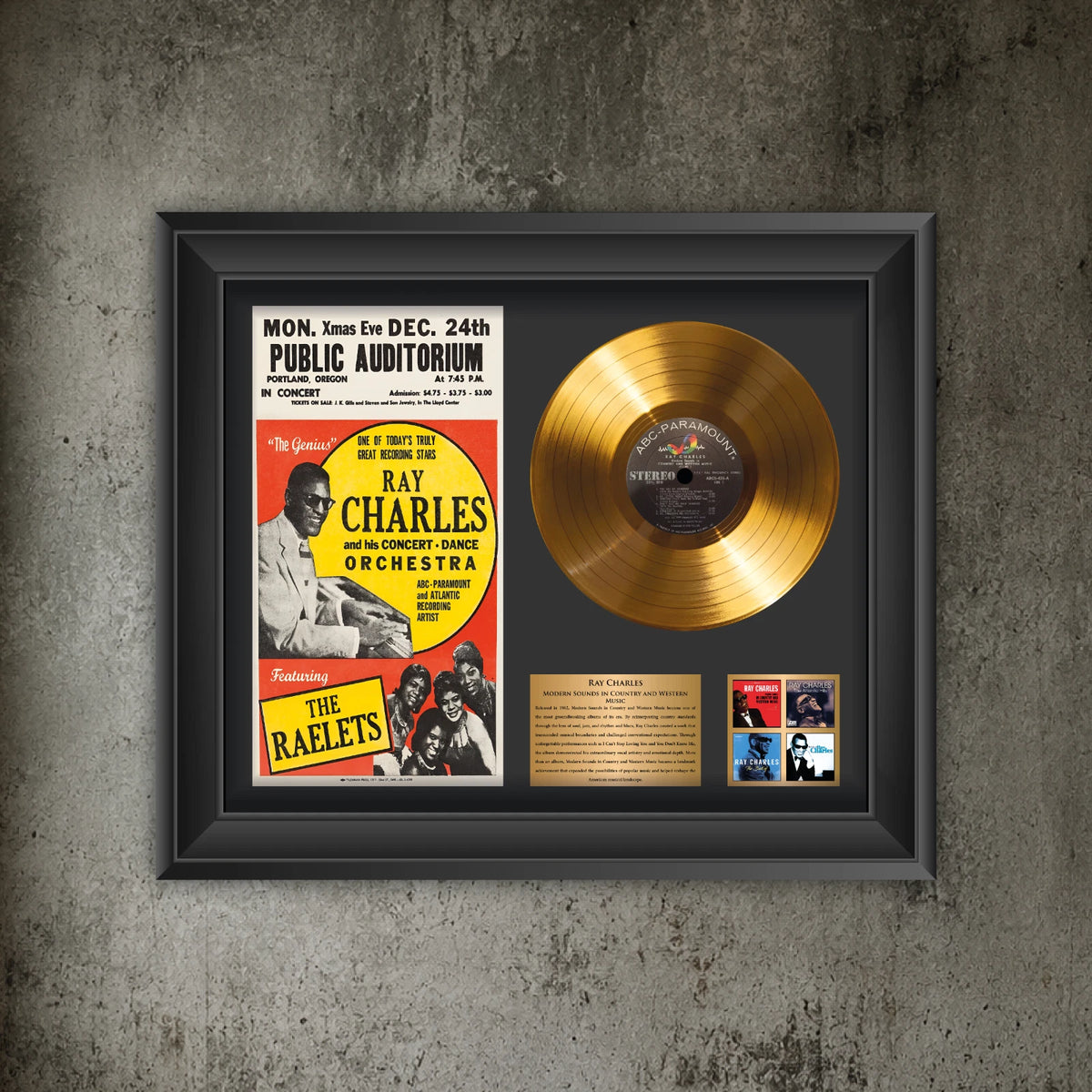 Personalized Ray Charles Modern Sounds Gold Record Framed Wall Art