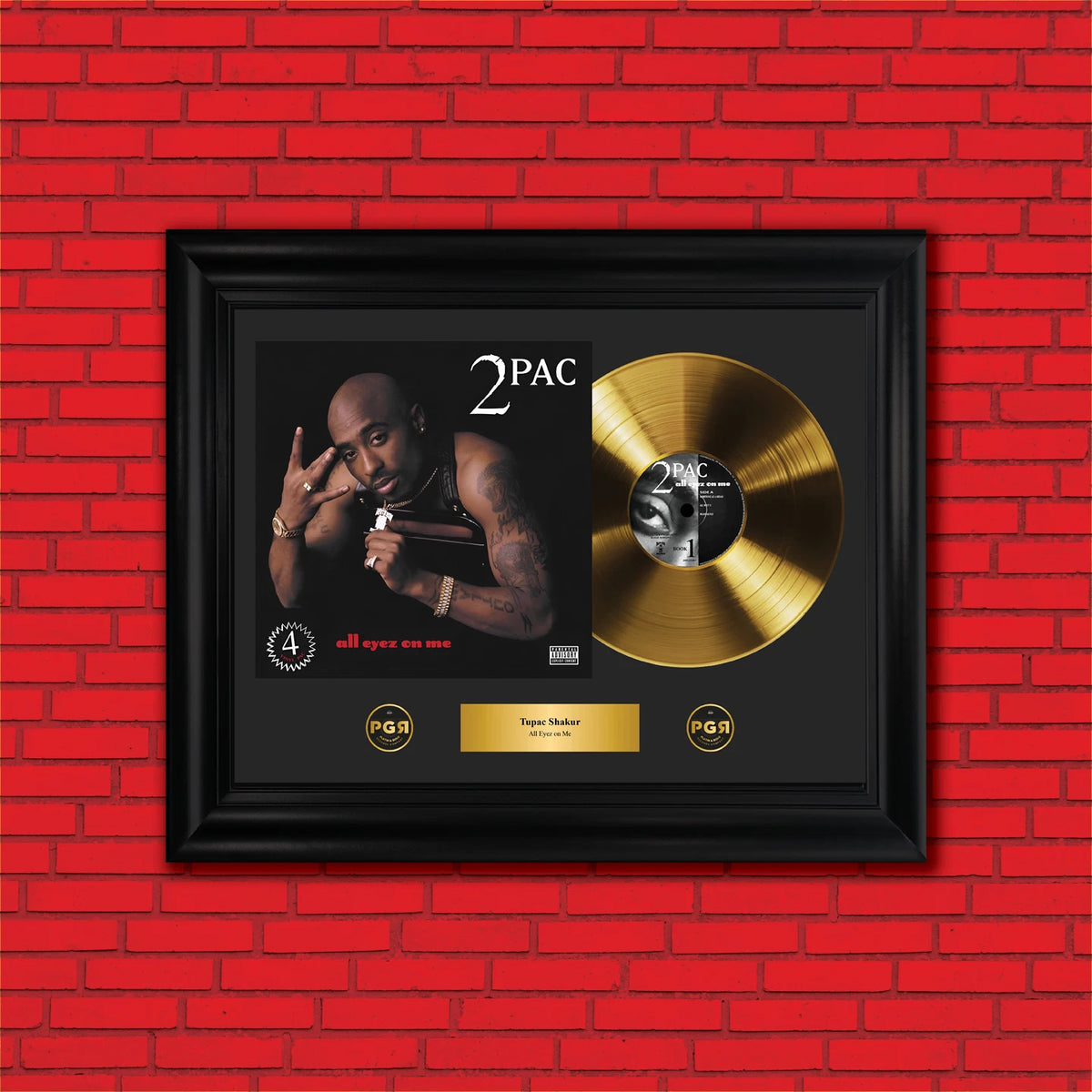 2Pac All Eyez on Me Gold Record Framed Wall Art Hip Hop Memorabilia