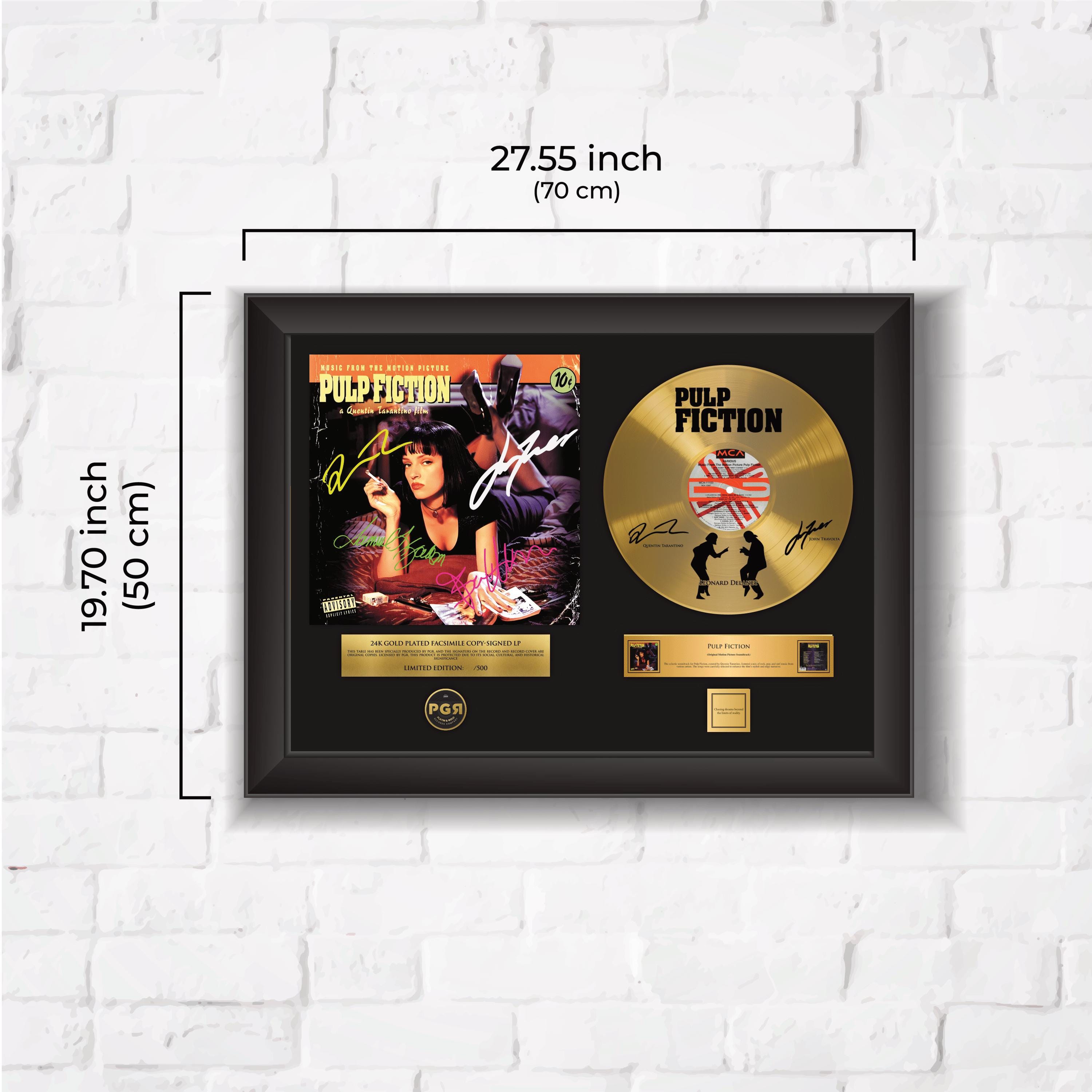 Pulp Fiction – Framed Gold Plated Record Vinyl  – Copy Signed – Premium Wall Art