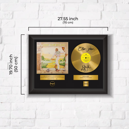 Elton John – Framed Gold Plated Record Vinyl  – Copy Signed – Premium Wall Art