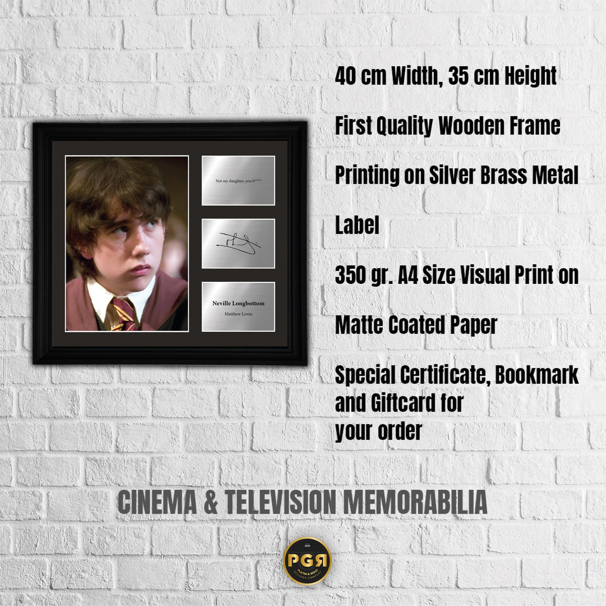 Neville Longbottom - Mathew Lewis - Framed Movie Character Print w Copy Signed