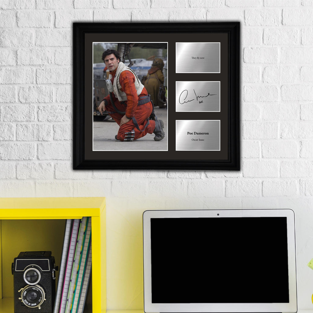 Poe Dameron - Oscar Isaac  - Framed Movie Character Print with Copy Signed