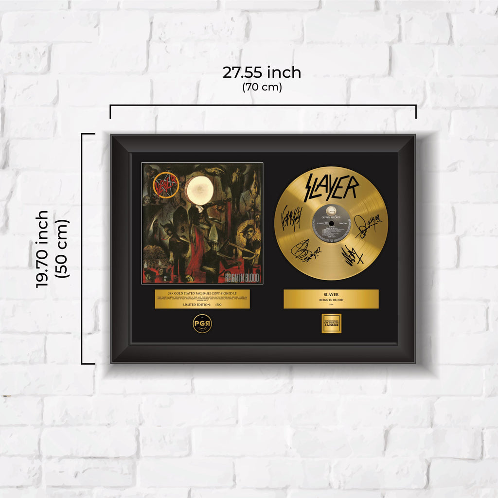 Slayer – Framed Gold Plated Record Vinyl  – Copy Signed – Premium Wall Art