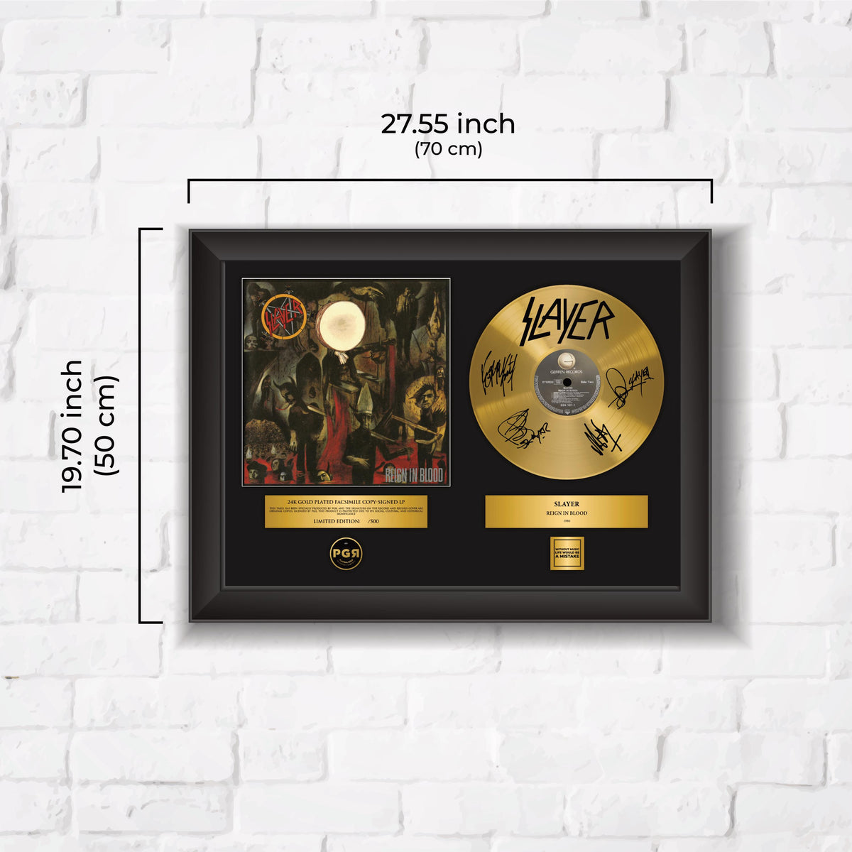 Slayer – Framed Gold Plated Record Vinyl  – Copy Signed – Premium Wall Art