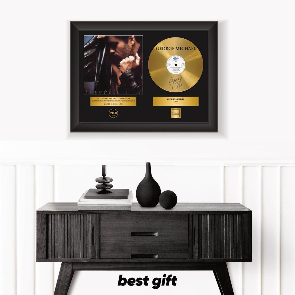 George Michael – Framed Gold Plated Record Vinyl  – Copy Signed – Wall Art
