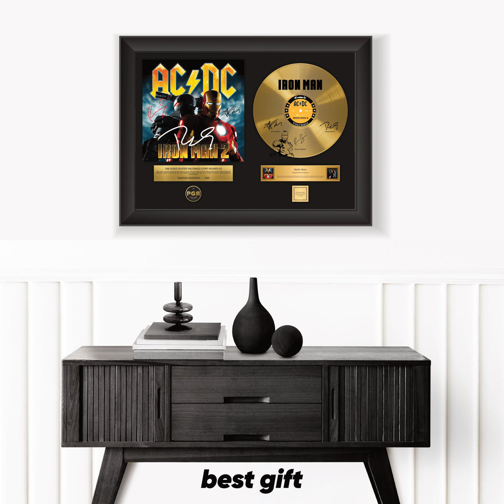 Iron Man – Framed Gold Plated Record Vinyl  – Copy Signed – Premium Wall Art