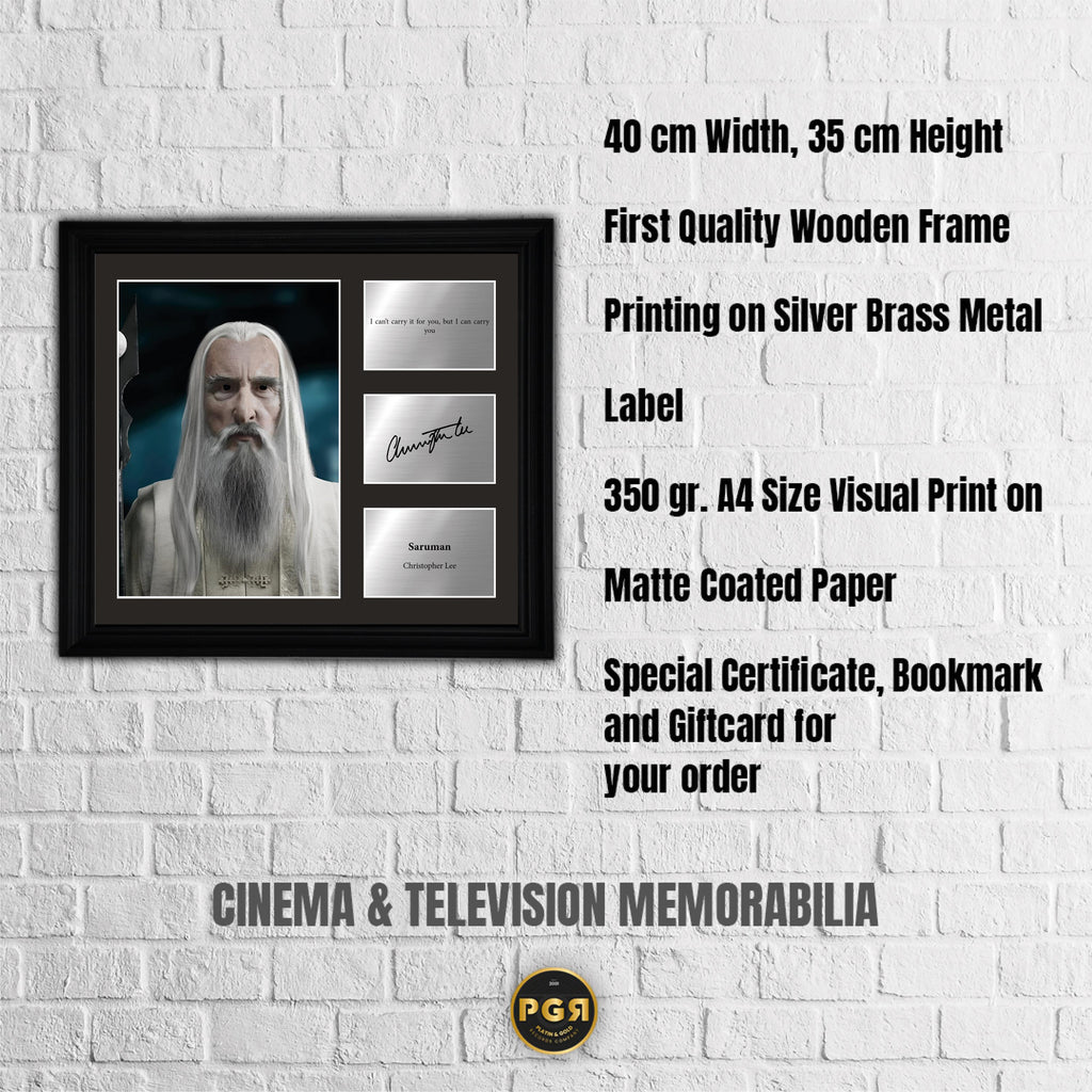 Saruman - Christopher Lee - Framed Movie Character Print with Copy Signed
