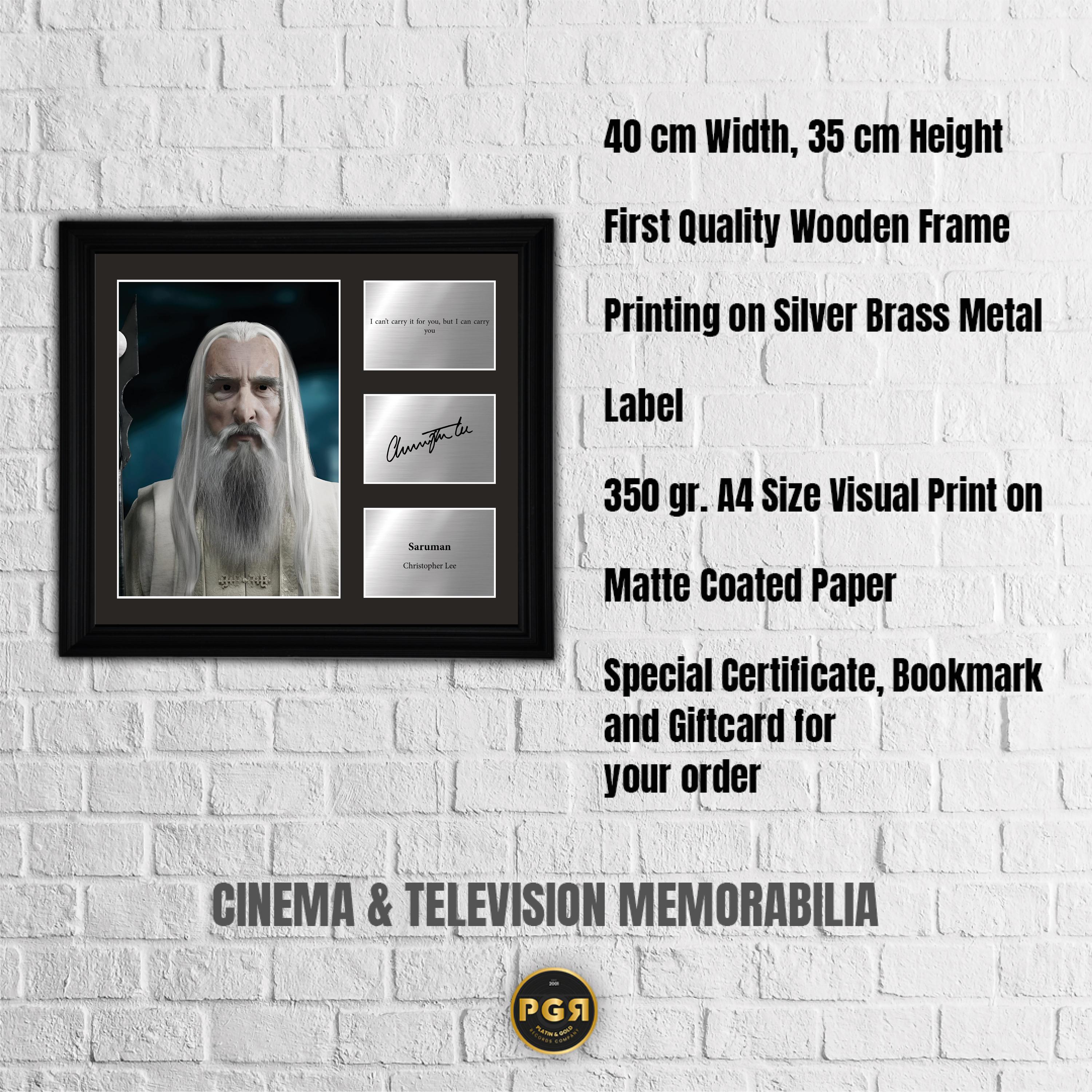Saruman - Christopher Lee - Framed Movie Character Print with Copy Signed