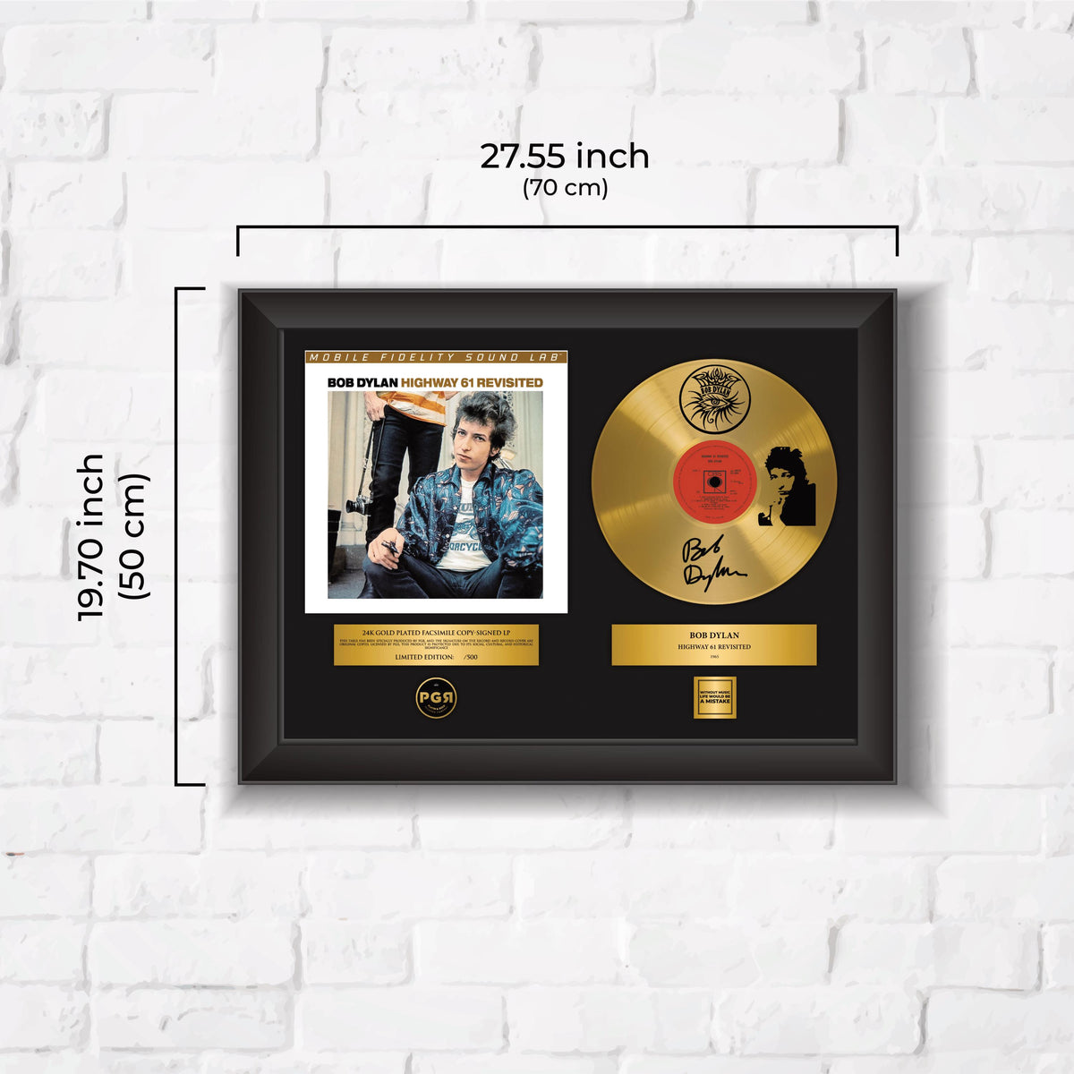 Bob Dylan – Framed Gold Plated Record Vinyl  – Copy Signed – Premium Wall Art