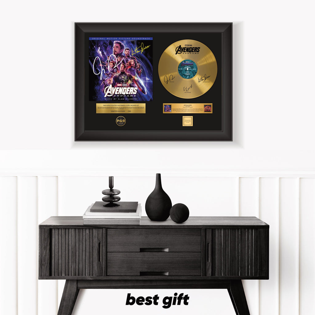 Avengers Endgame – Framed Gold Plated Record Vinyl  – Copy Signed – Premium Wall