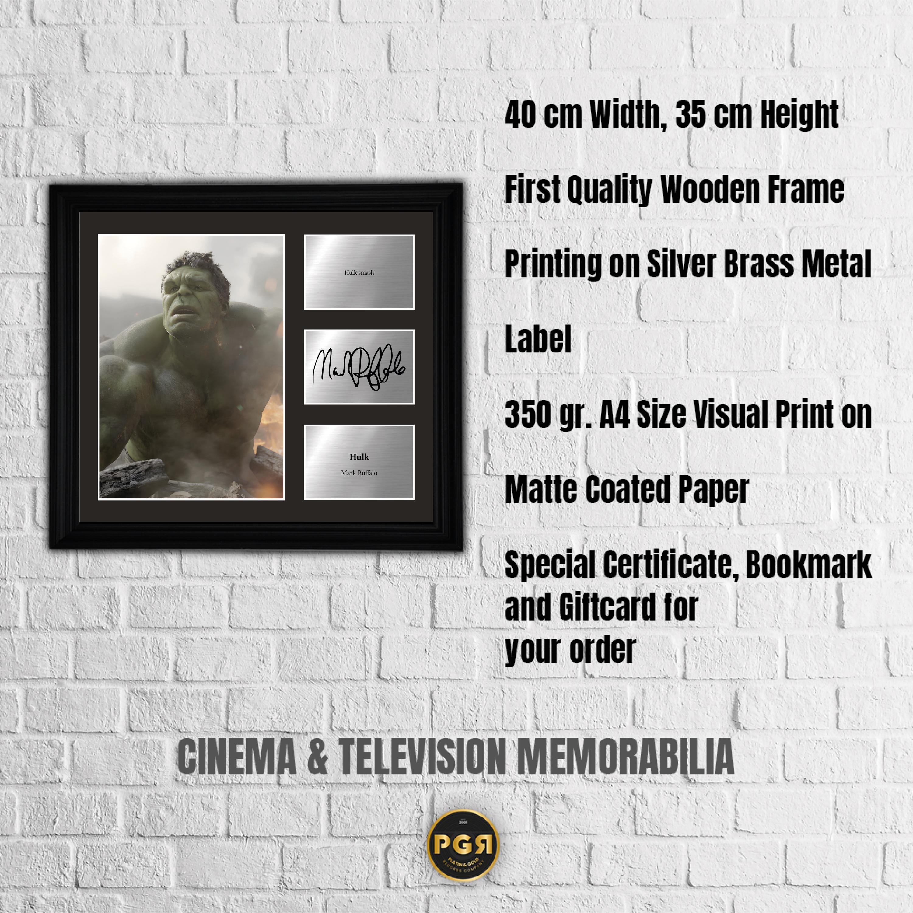 Hulk - Mark Ruffalo - Framed Movie Character Print with Copy Signed