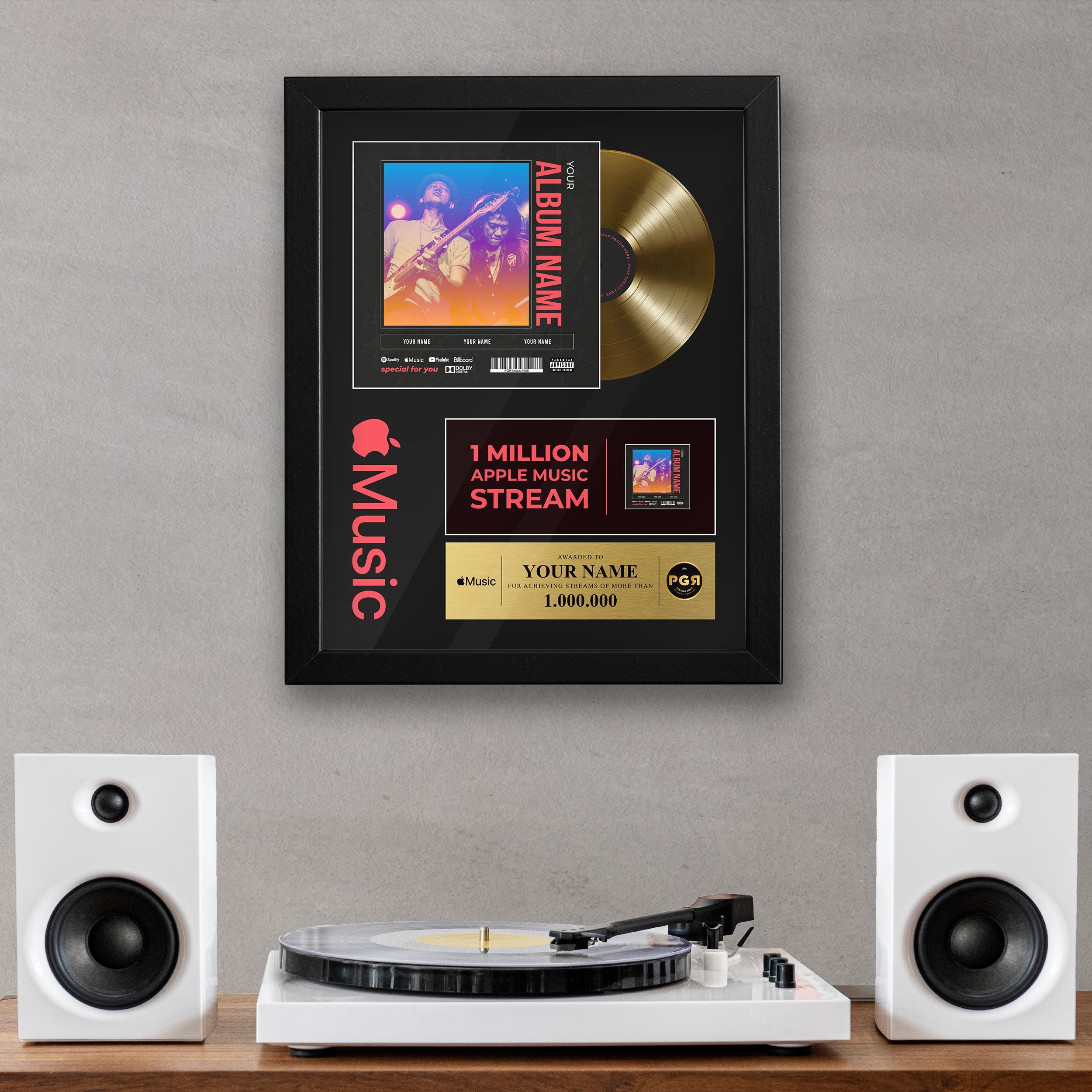 Framed Custom Album Cover & Vinyl Record Display