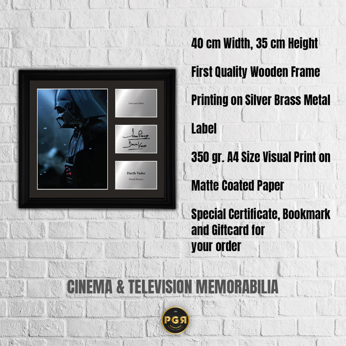 Darth Vader - David Prowse  - Framed Movie Character Print with Copy Signed