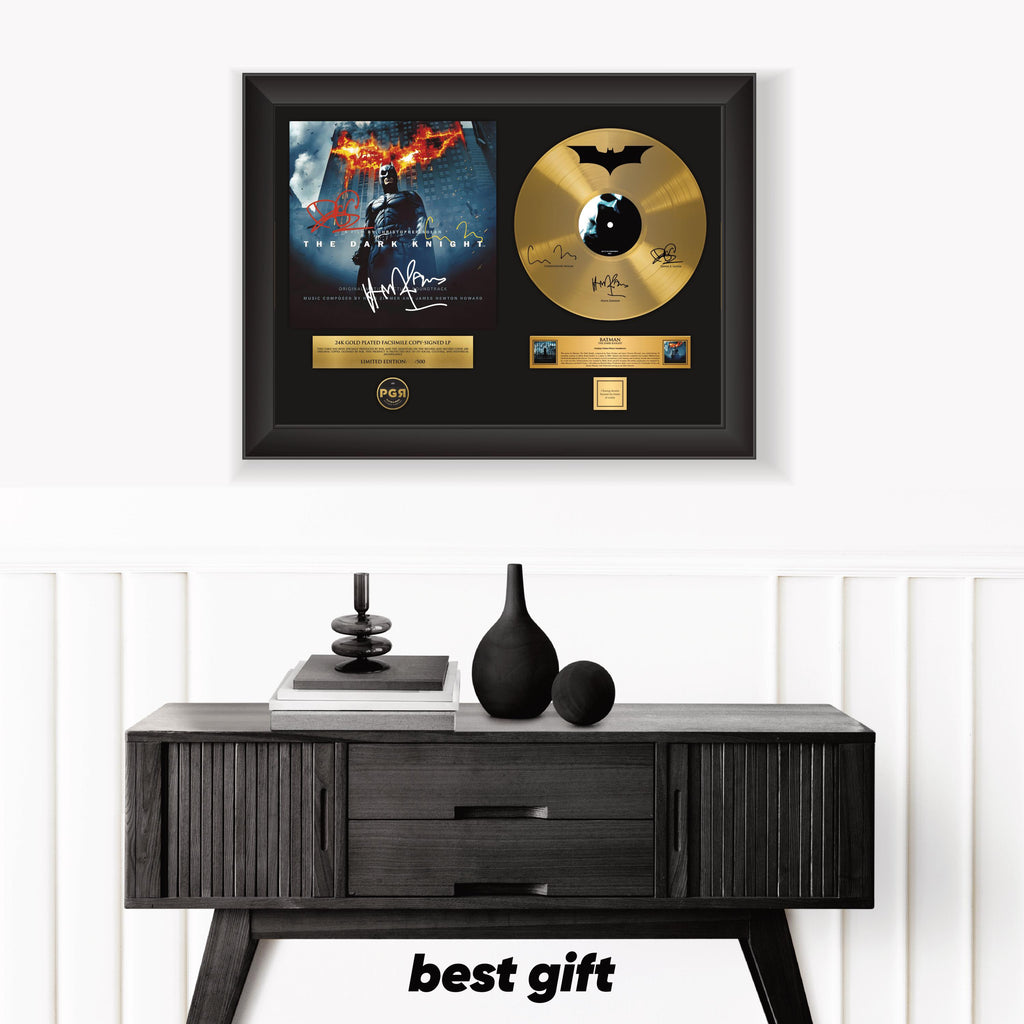 Batman The Dark Knight – Framed Gold Plated Record Vinyl  – Copy Signed