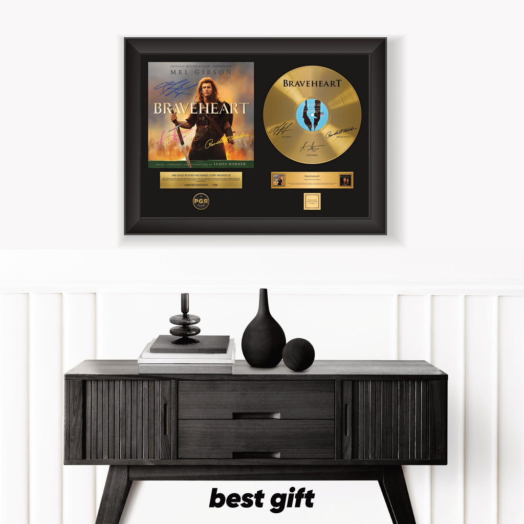 Braveheart – Framed Gold Plated Record Vinyl  – Copy Signed – Premium Wall Art