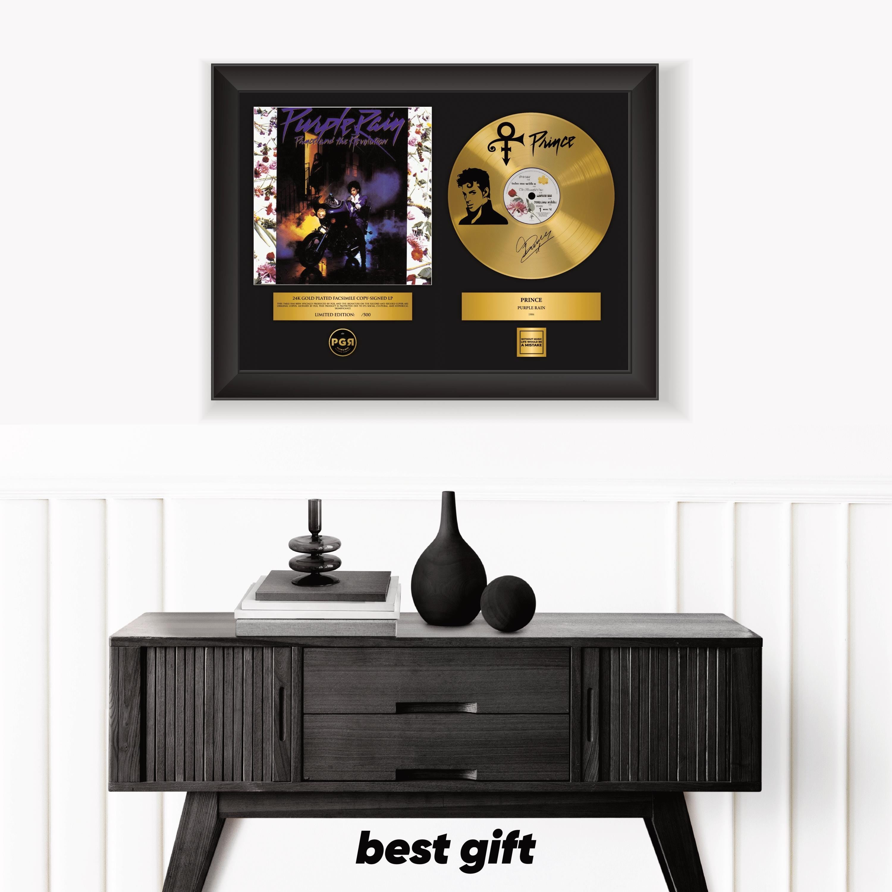 Prince – Framed Gold Plated Record Vinyl  – Copy Signed – Premium Wall Art