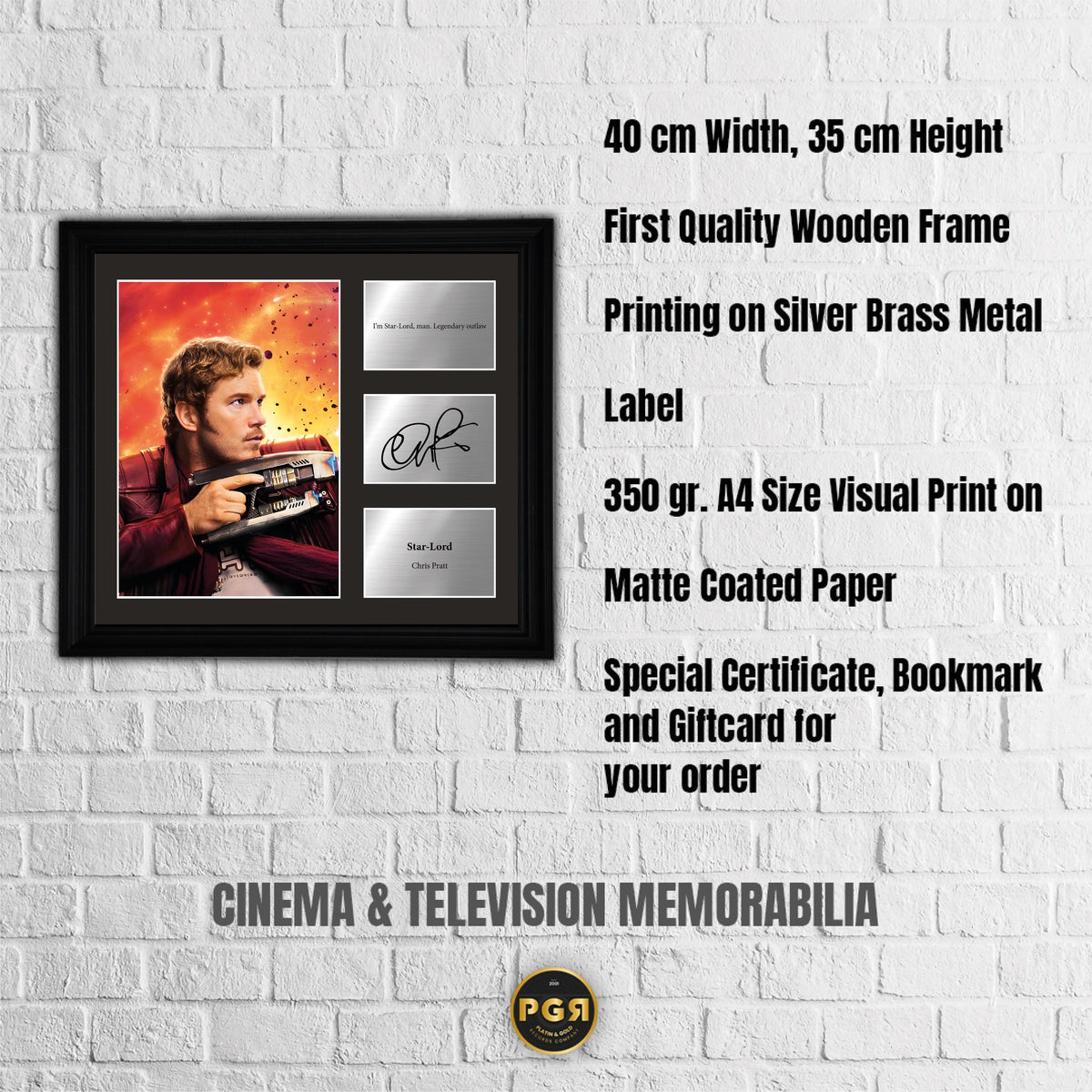 Star Lord - Chris Pratt - Framed Movie Character Print with Copy Signed