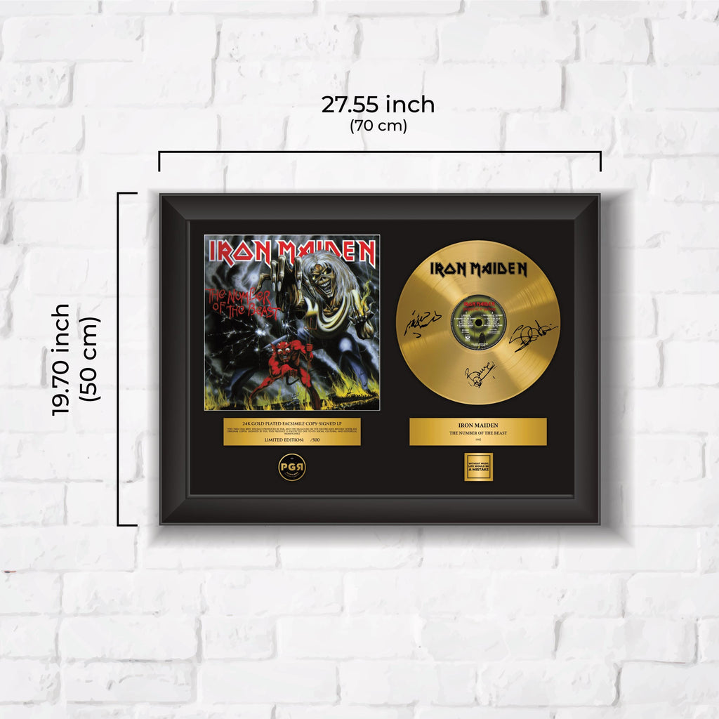 Iron Maiden – Framed Gold Plated Record Vinyl  – Copy Signed – Premium Wall Art
