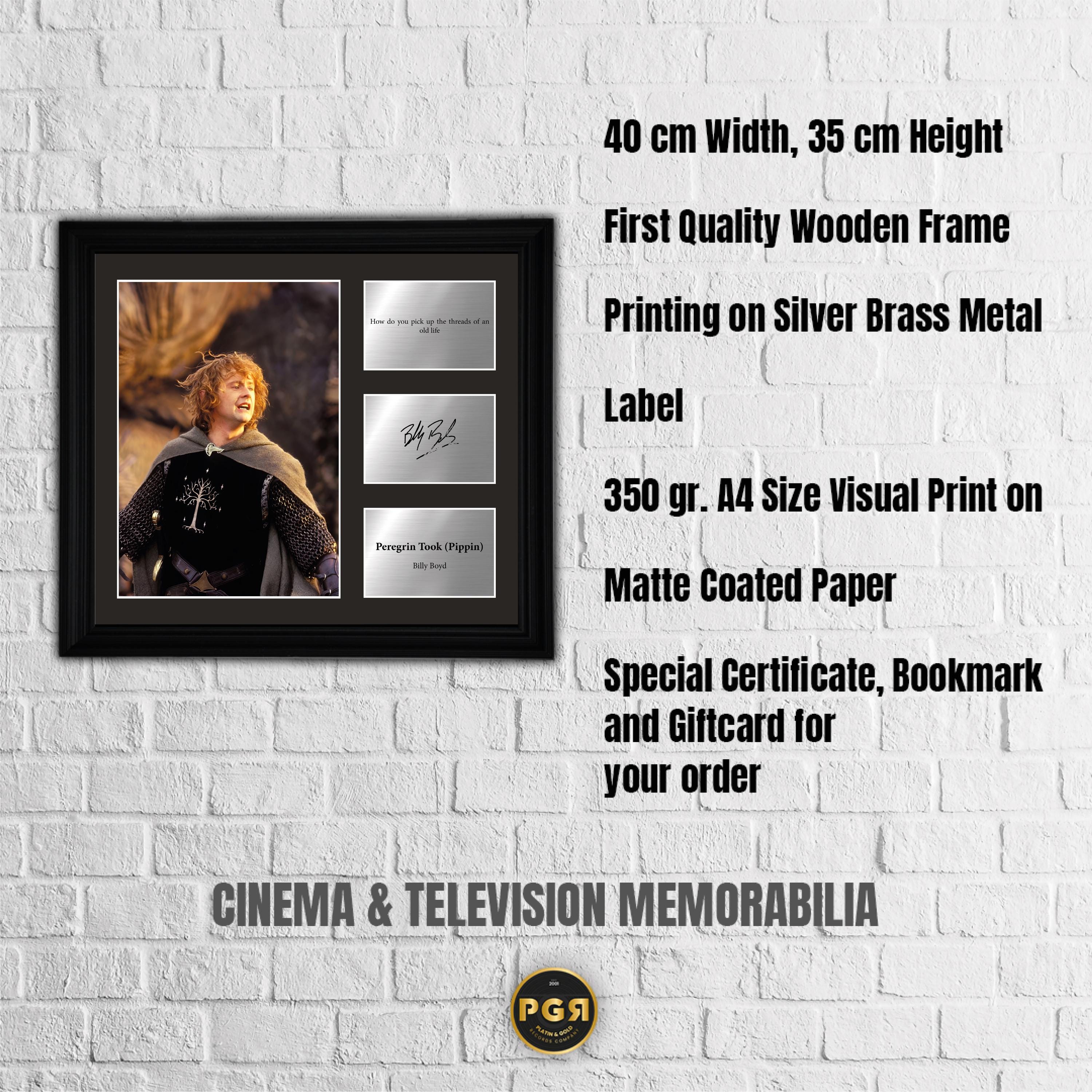Pippin - Peregrin Took - Billy Boyd - Framed Movie Character Print w Copy Signed