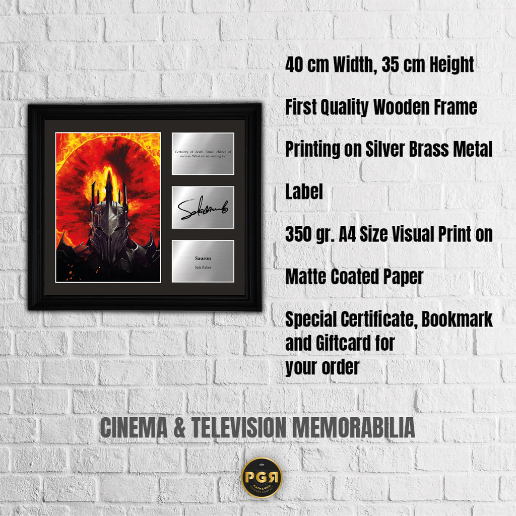 Sauron - Sala Baker  - Framed Movie Character Print with Copy Signed