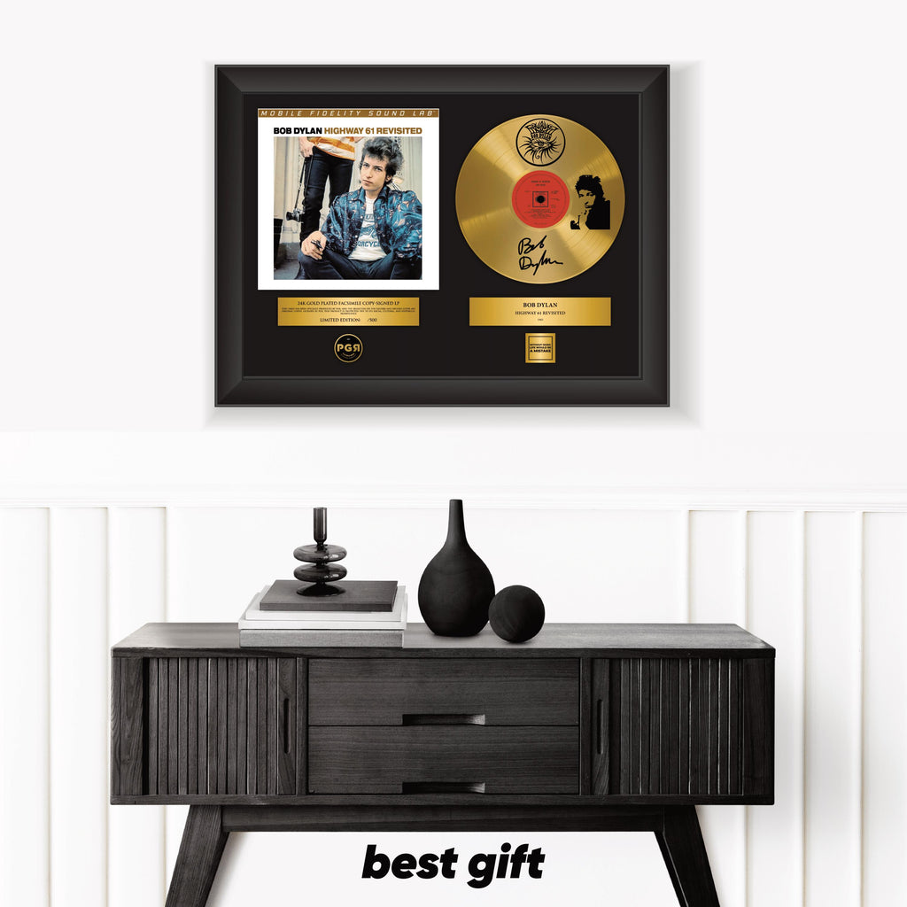 Bob Dylan – Framed Gold Plated Record Vinyl  – Copy Signed – Premium Wall Art