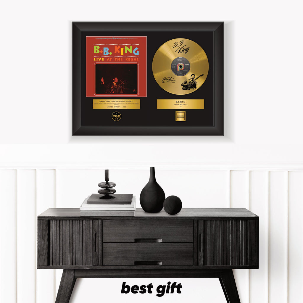 BB King – Framed Gold Plated Record Vinyl  – Copy Signed – Premium Wall Art