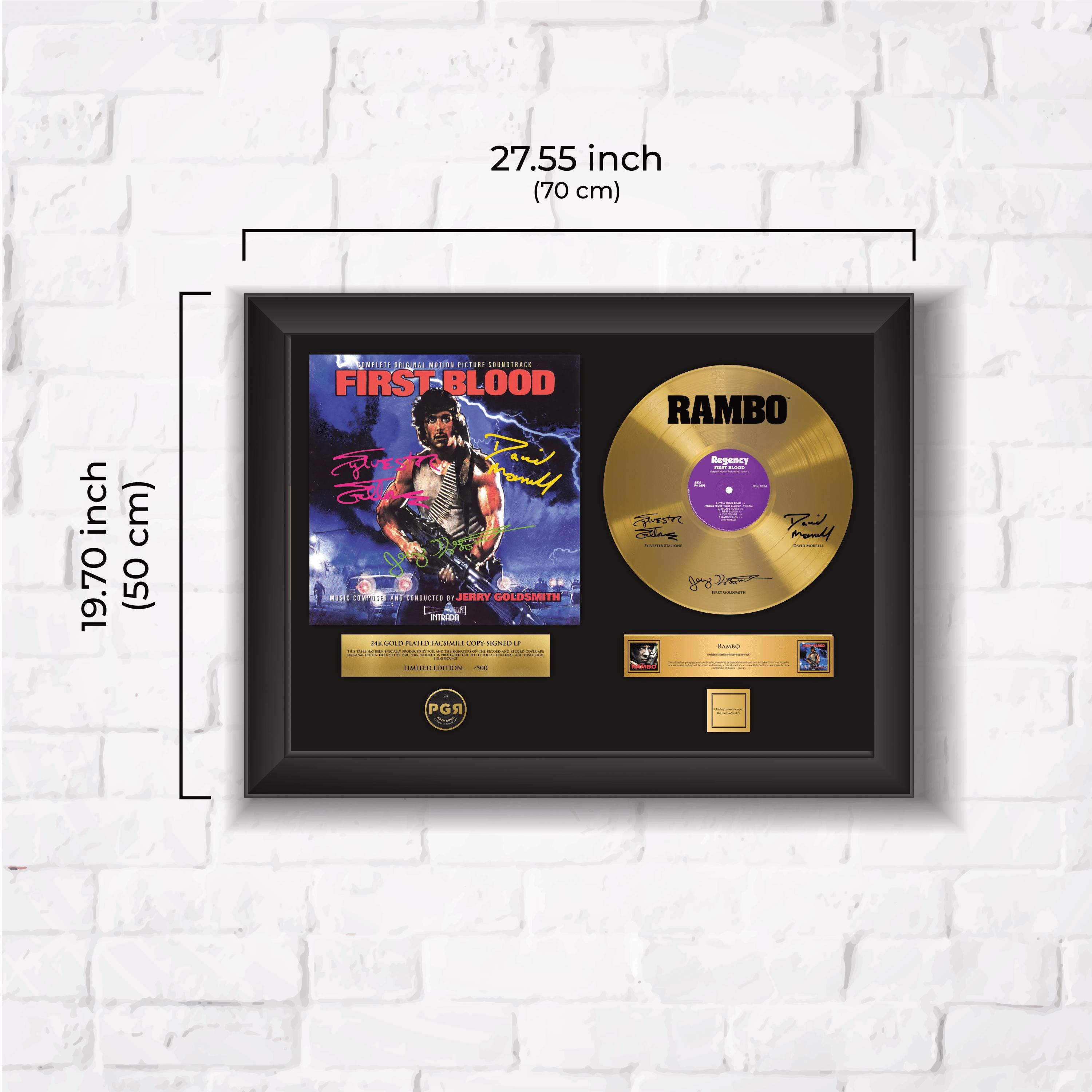 Rambo First Blood – Framed Gold Plated Record Vinyl  – Copy Signed – Wall Art