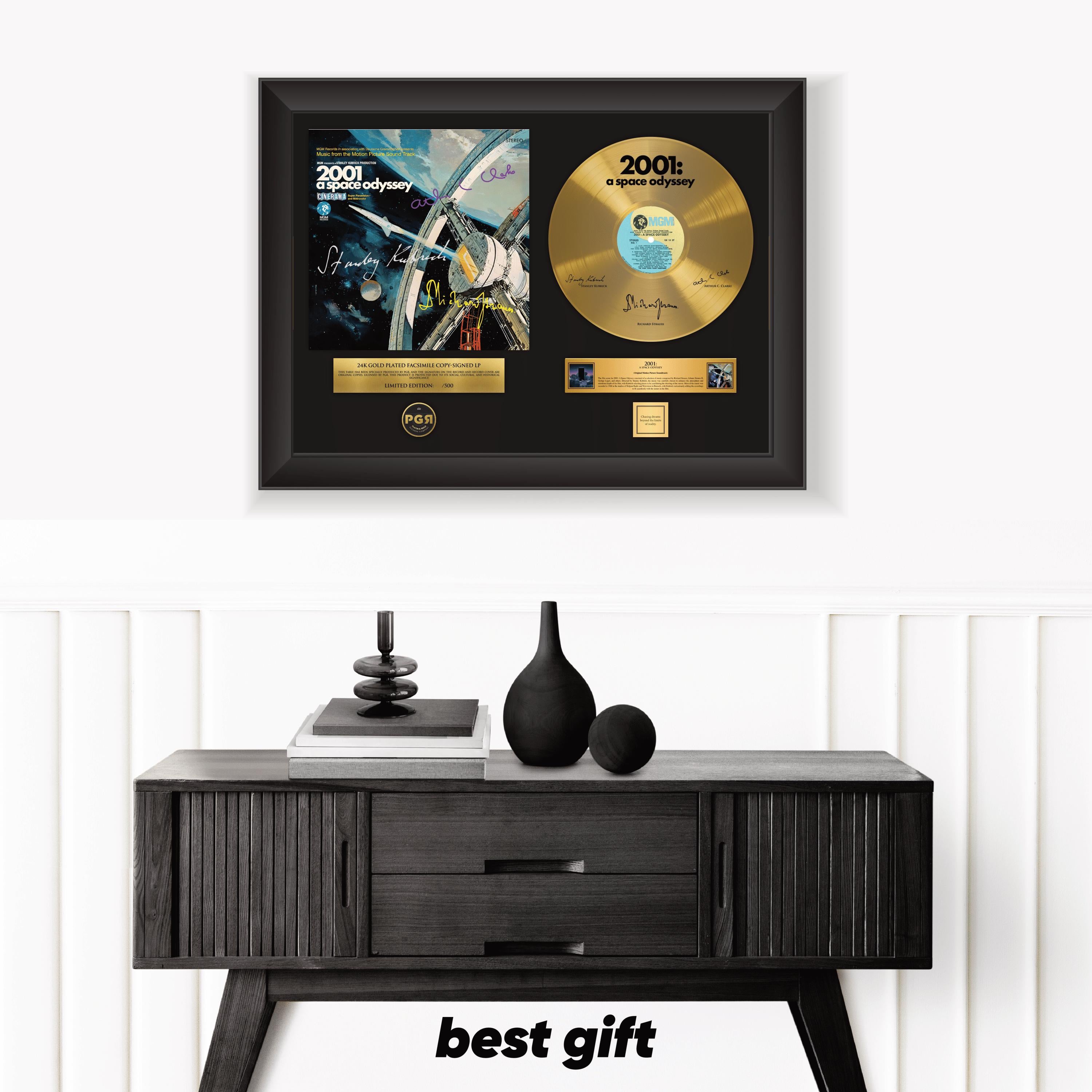 2001 A Space Odyssey – Framed Gold Plated Record Vinyl  – Copy Signed