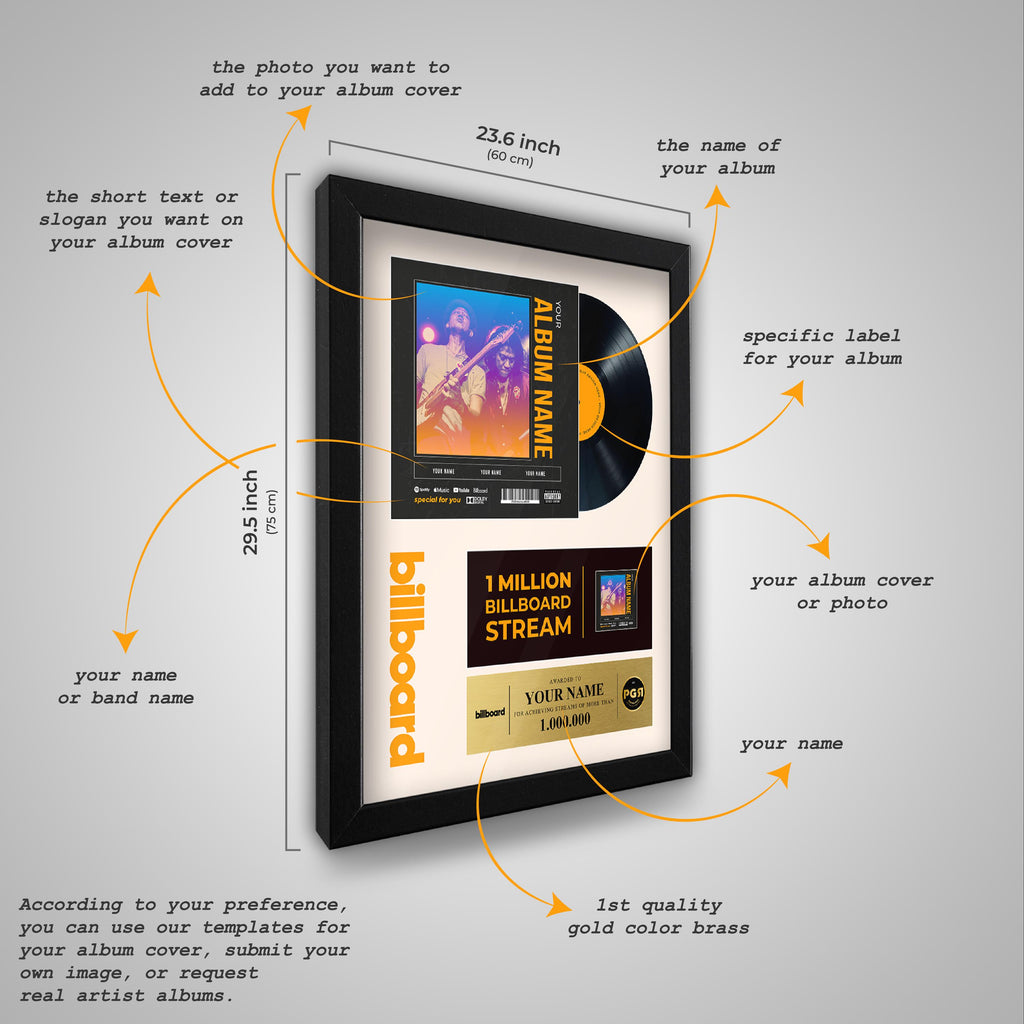 Billboard Framed Custom Album Cover & Vinyl Record Display