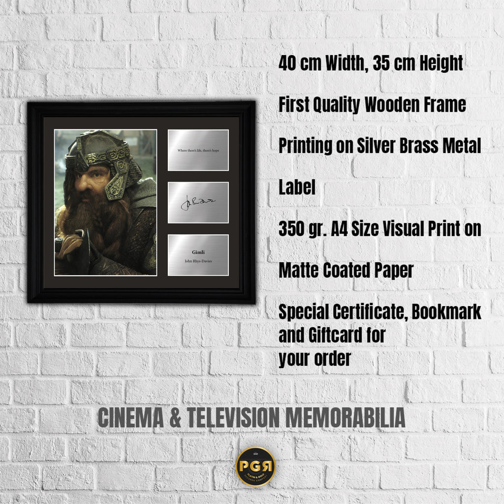 Gimli - John Rhys Davies  - Framed Movie Character Print with Copy Signed