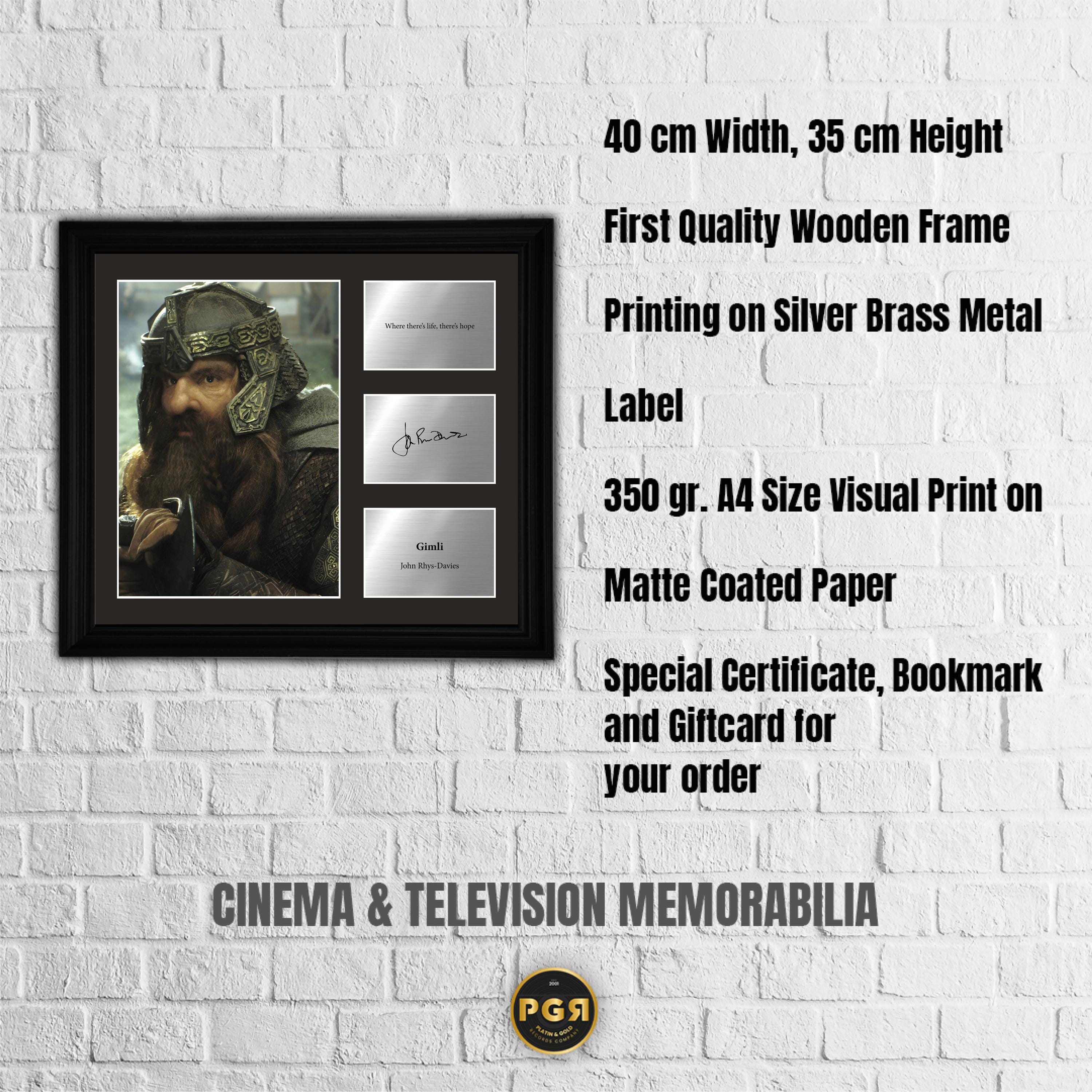 Gimli - John Rhys Davies  - Framed Movie Character Print with Copy Signed
