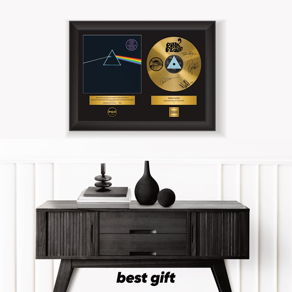 Pink Floyd – Framed Gold Plated Record Vinyl  – Copy Signed – Premium Wall Art