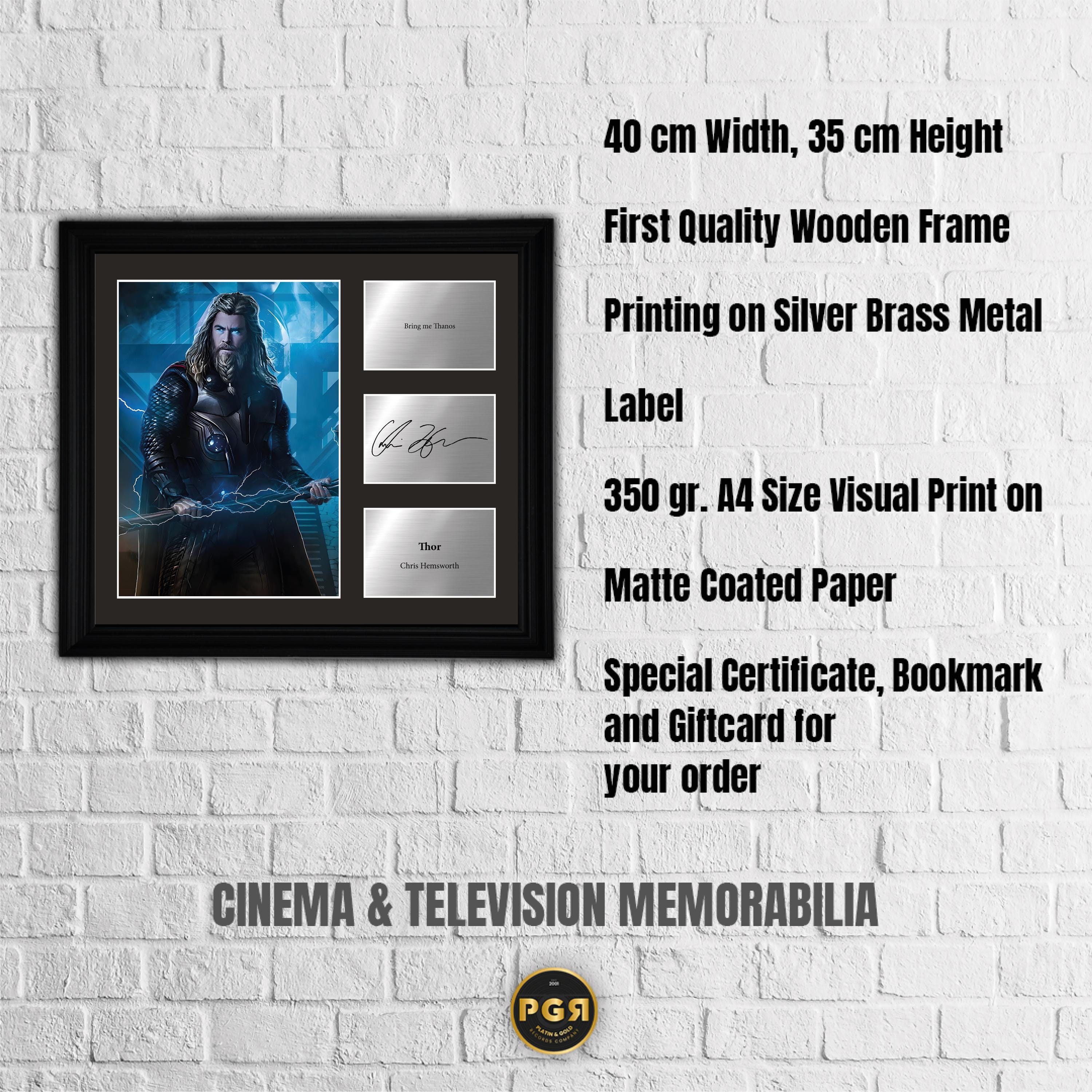 Thor - Chris Hemsworth - Framed Movie Character Print with Copy Signed