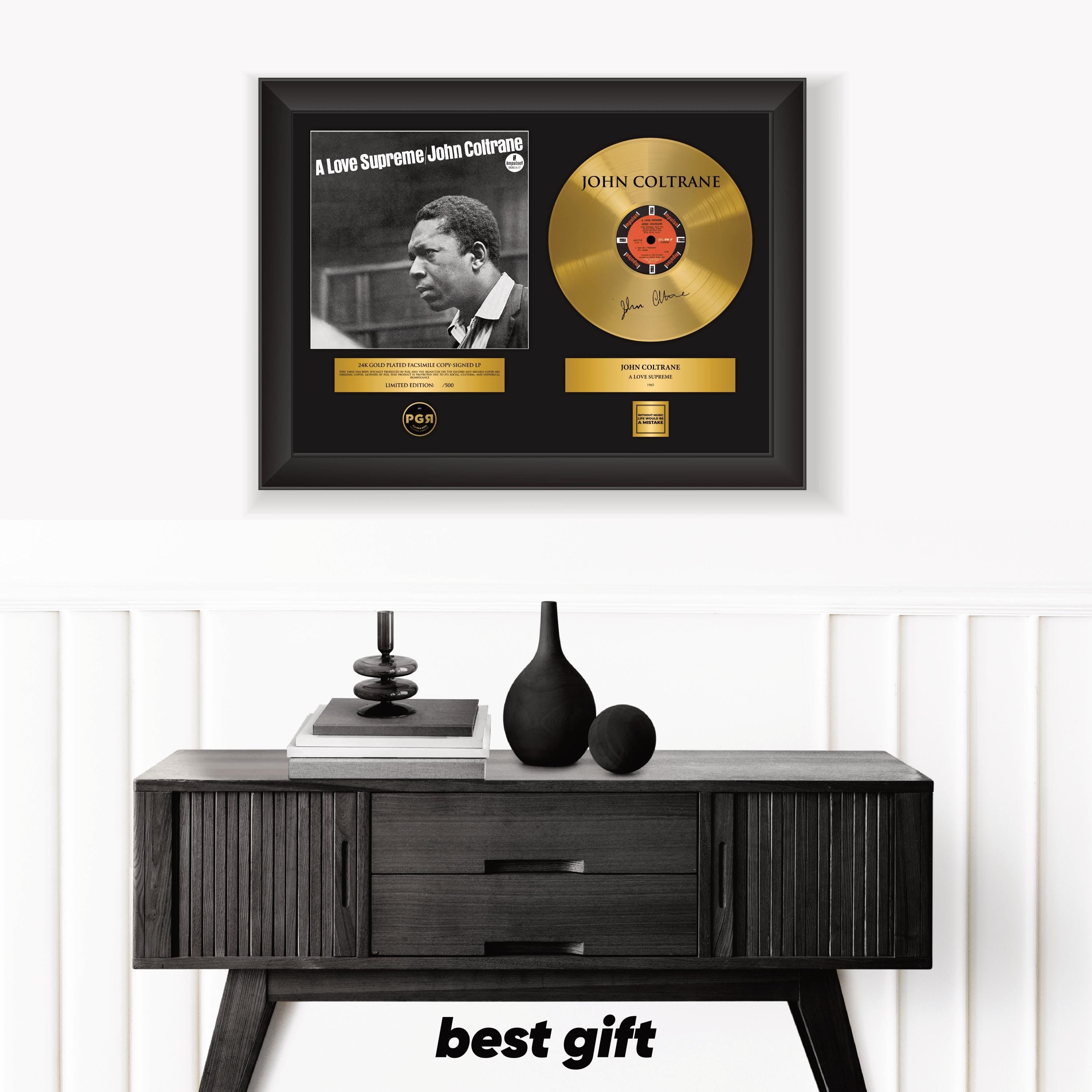 John Coltrane – Framed Gold Plated Record Vinyl  – Copy Signed – Wall Art