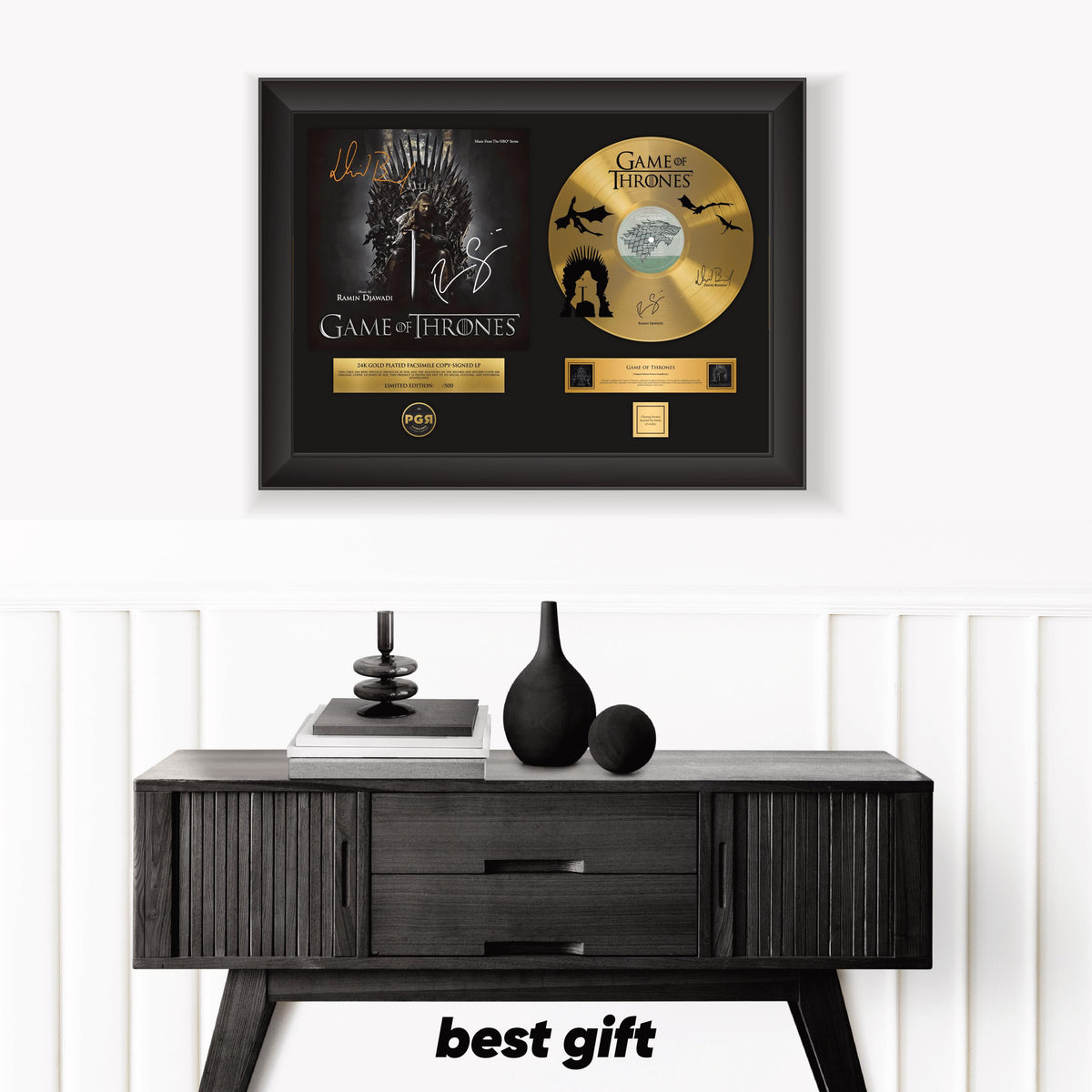 Game Of Thrones – Framed Gold Plated Record Vinyl  – Copy Signed