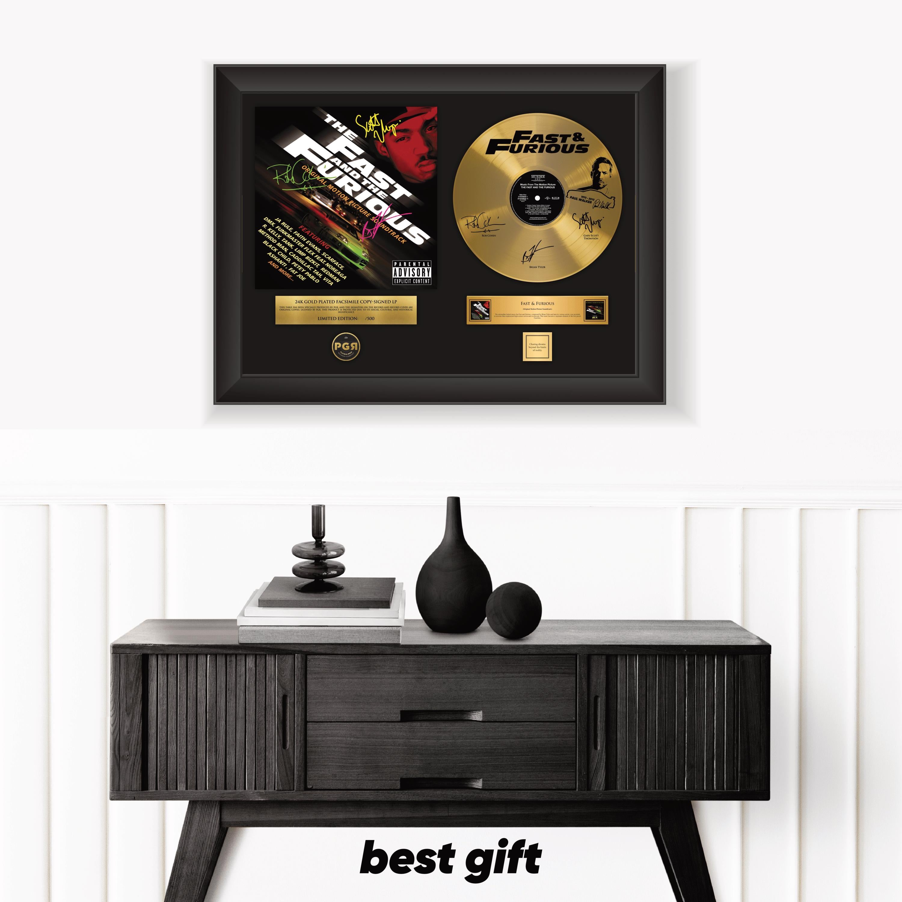 Fast And Furious – Framed Gold Plated Record Vinyl  – Copy Signed – Wall Art
