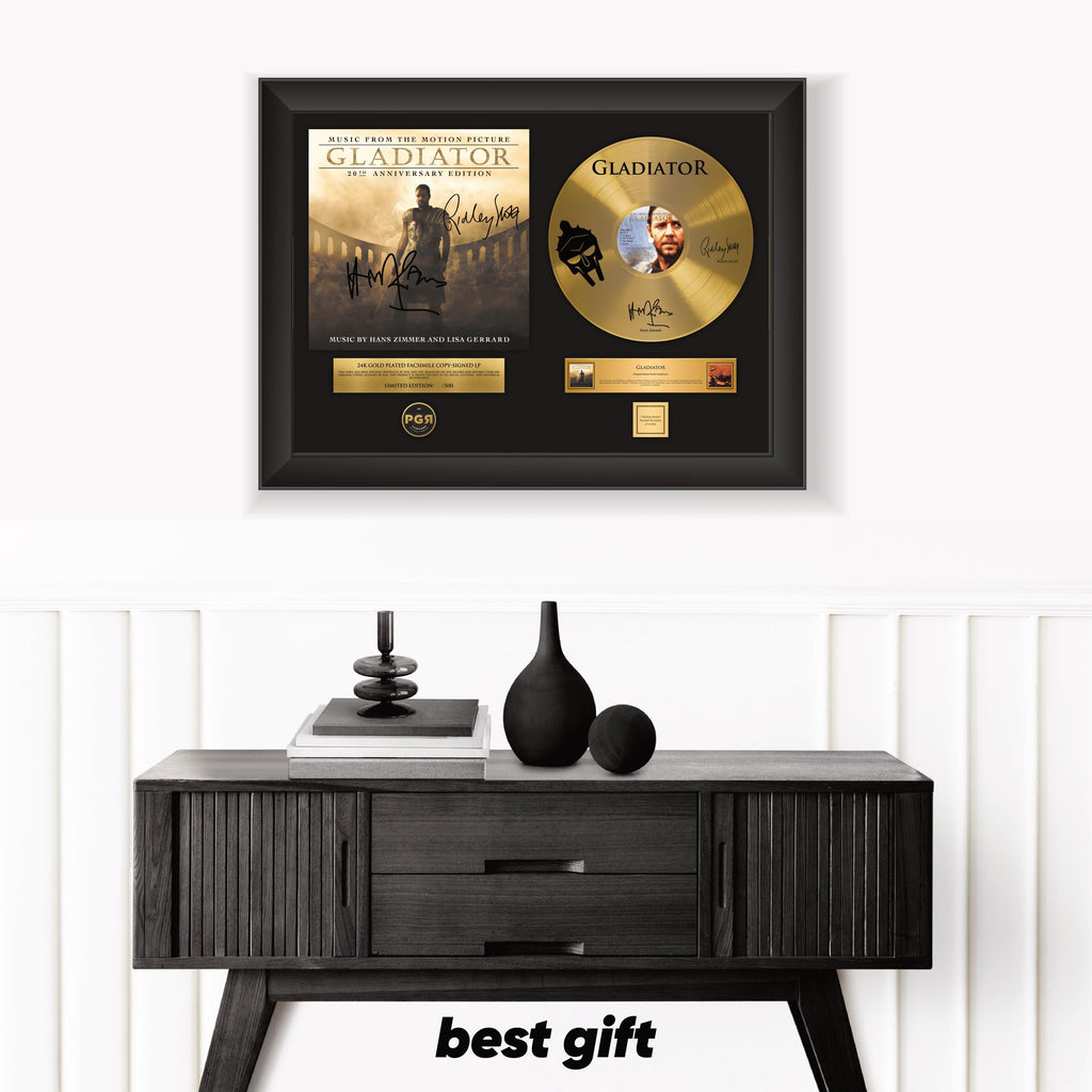 Gladiator – Framed Gold Plated Record Vinyl  – Copy Signed – Premium Wall Art