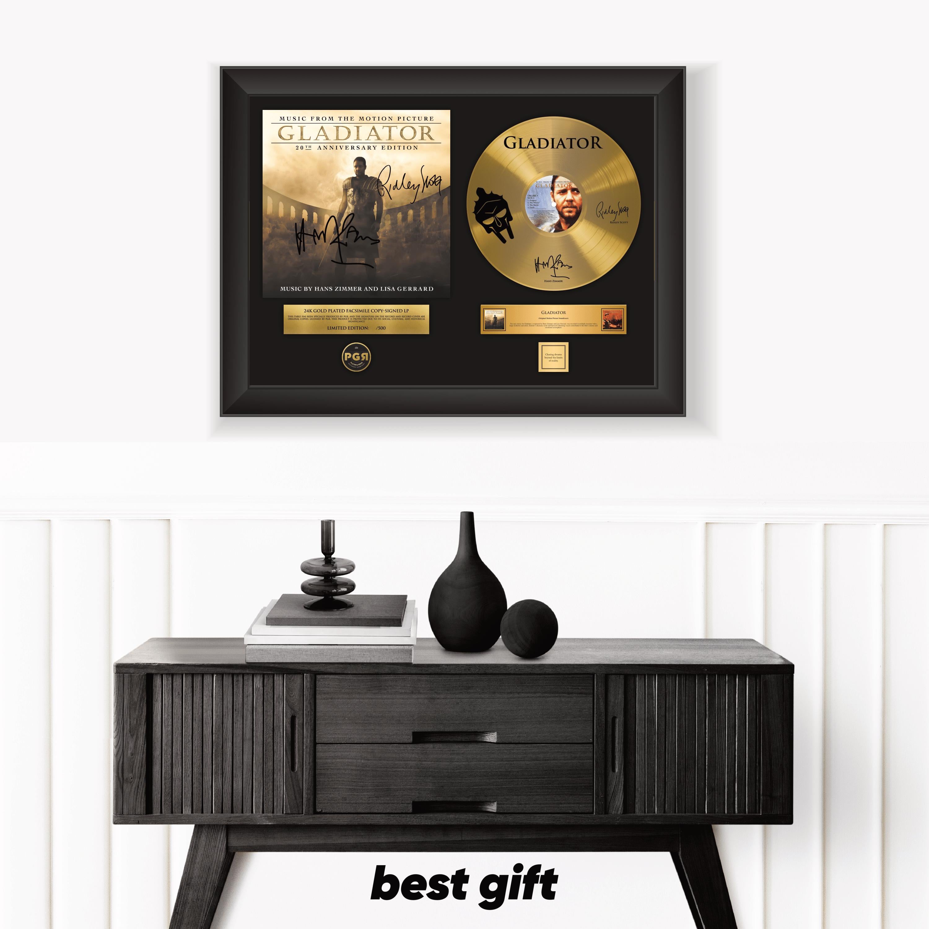 Gladiator – Framed Gold Plated Record Vinyl  – Copy Signed – Premium Wall Art
