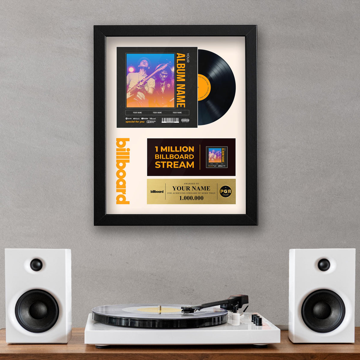 Billboard Framed Custom Album Cover & Vinyl Record Display