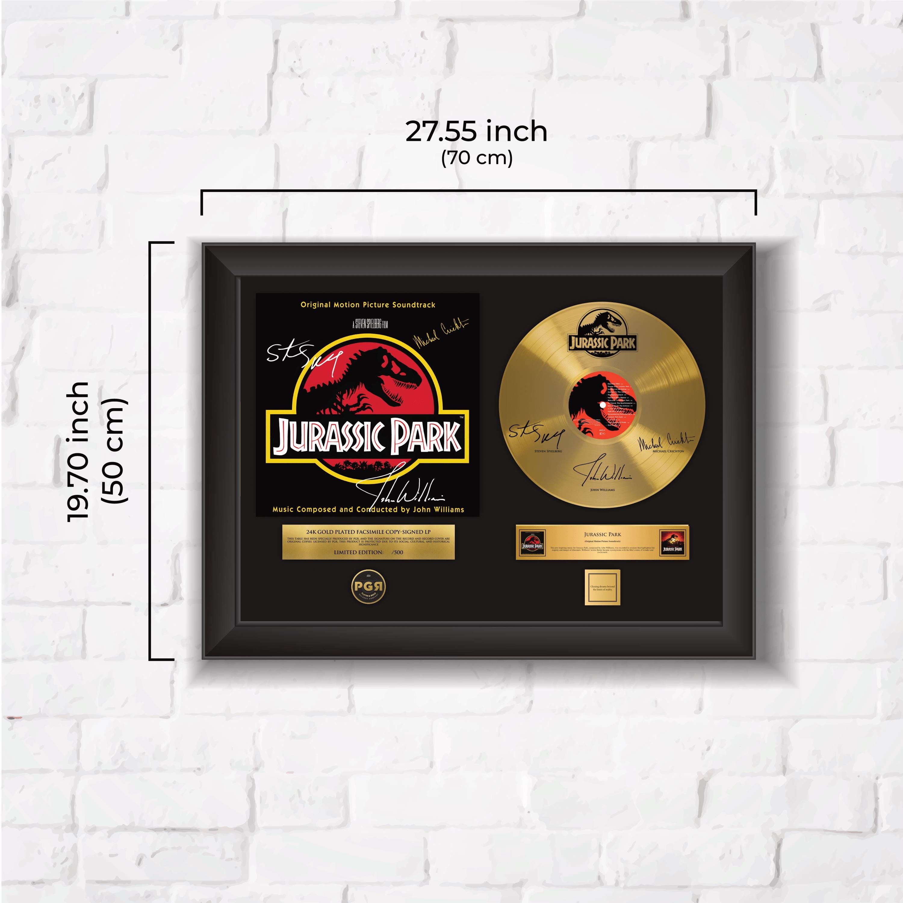 Jurassic Park – Framed Gold Plated Record Vinyl  – Copy Signed – Wall Art
