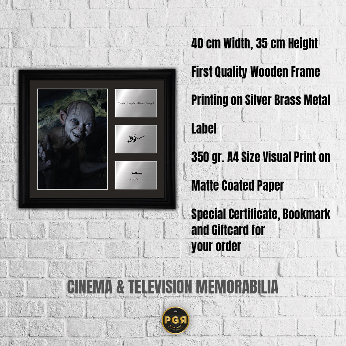 Gollum - Andy Serkis - Framed Movie Character Print with Copy Signed