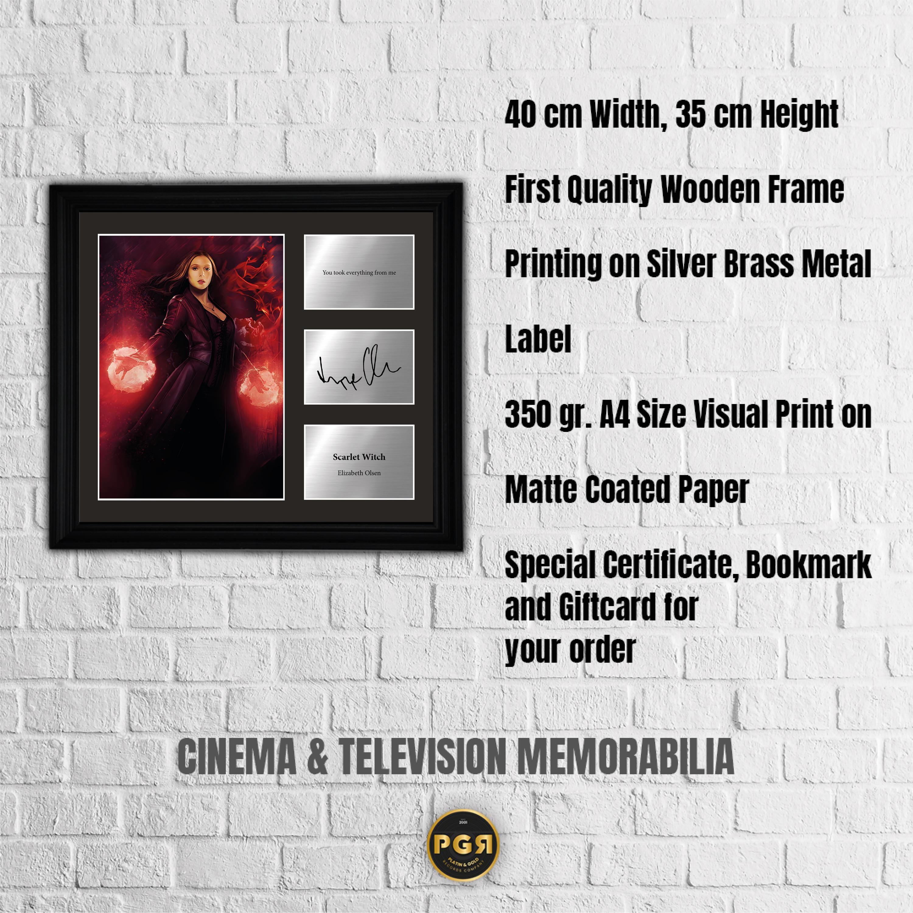 Scarlet Witch - Elizabeth Olsen - Framed Movie Character Print with Copy Signed