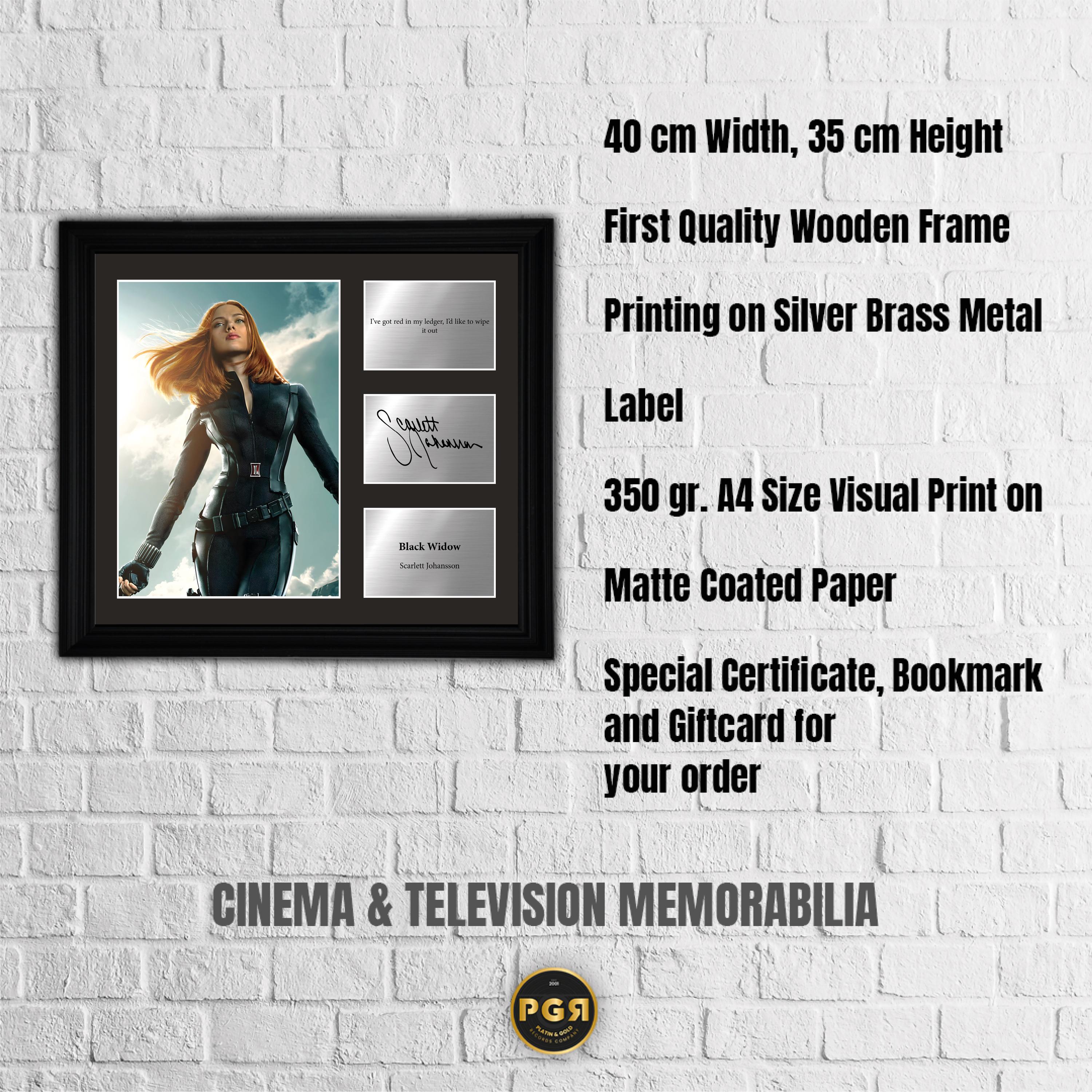 Black Widow - Scarlett Johansson - Framed Movie Character Print with Copy Signed