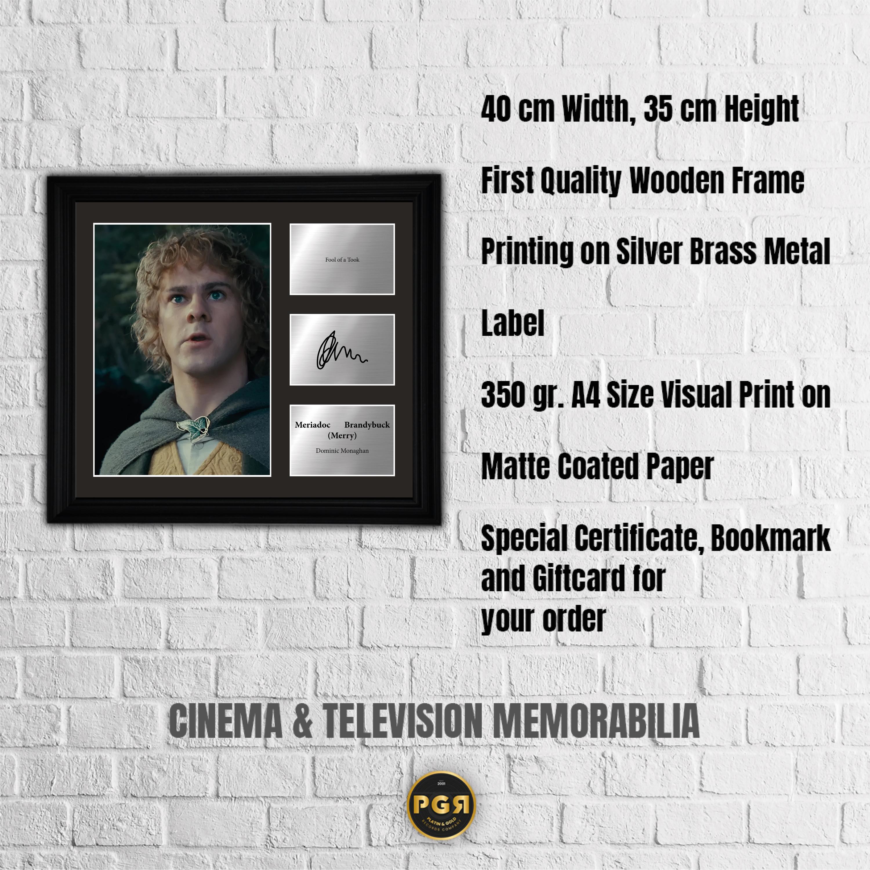 Merry - Dominic Monoghan - Framed Movie Character Print with Copy Signed